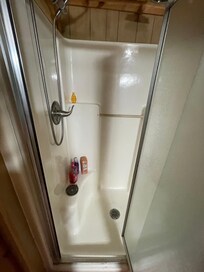 Shower with door open.