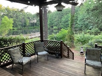 They turned on the ceiling fans and sat on their back deck.