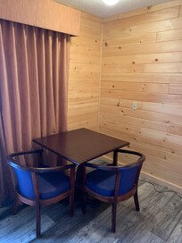 Good: New tongue and groove walls nice new drapes and flooring.