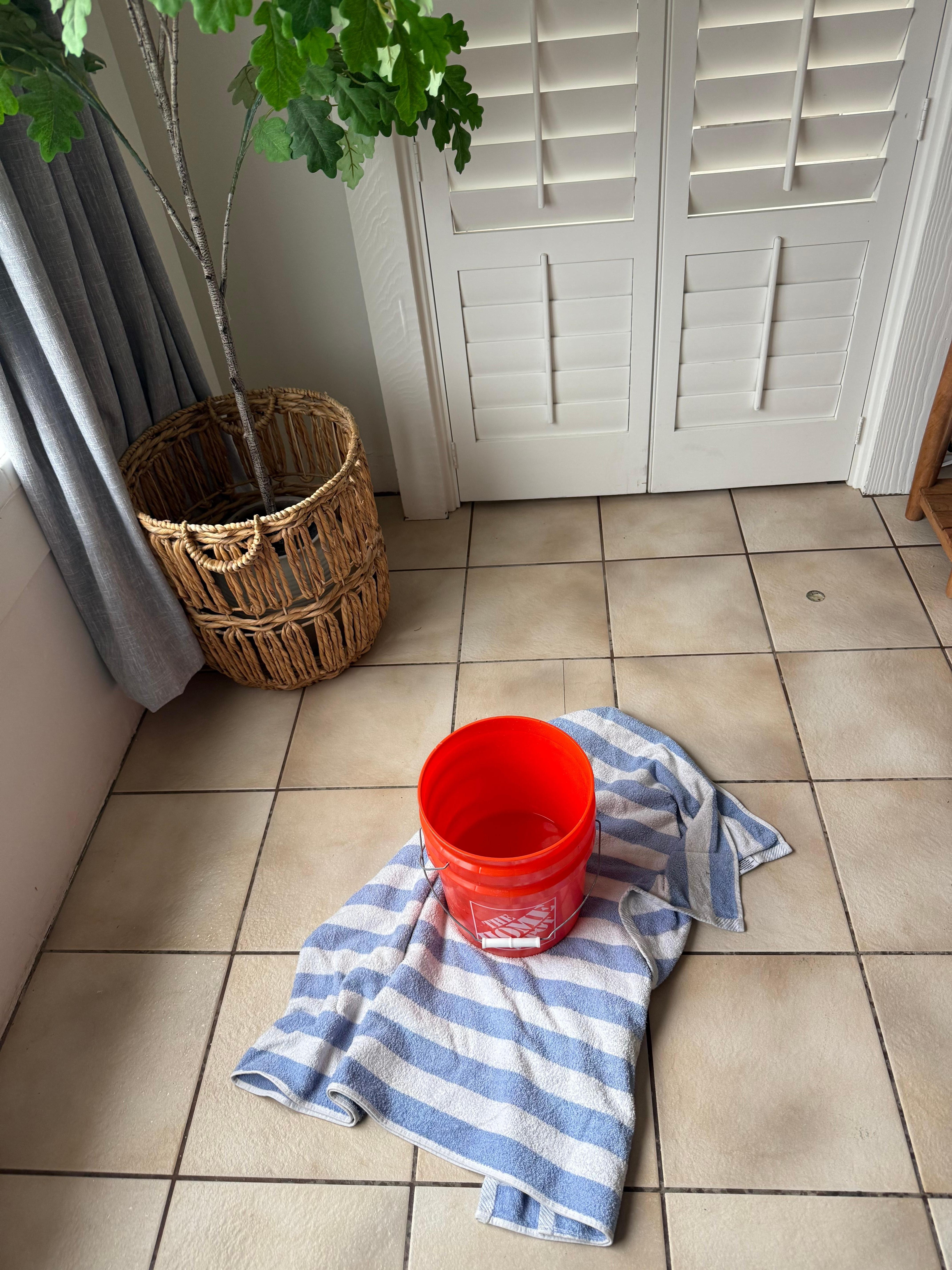 Thanks foe the bucket and towel that filled up immediately 