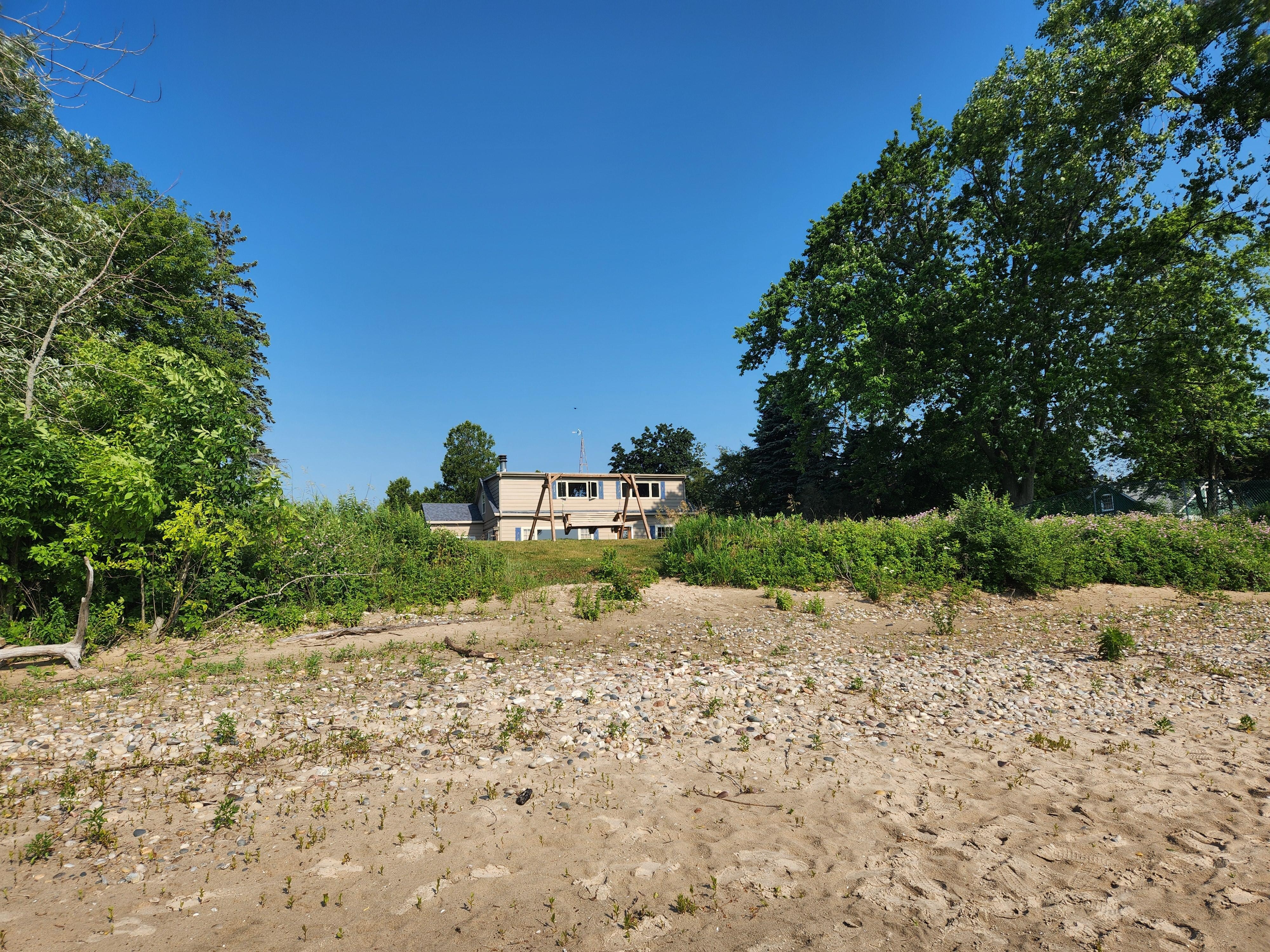 From the beach looking at the house from the back.