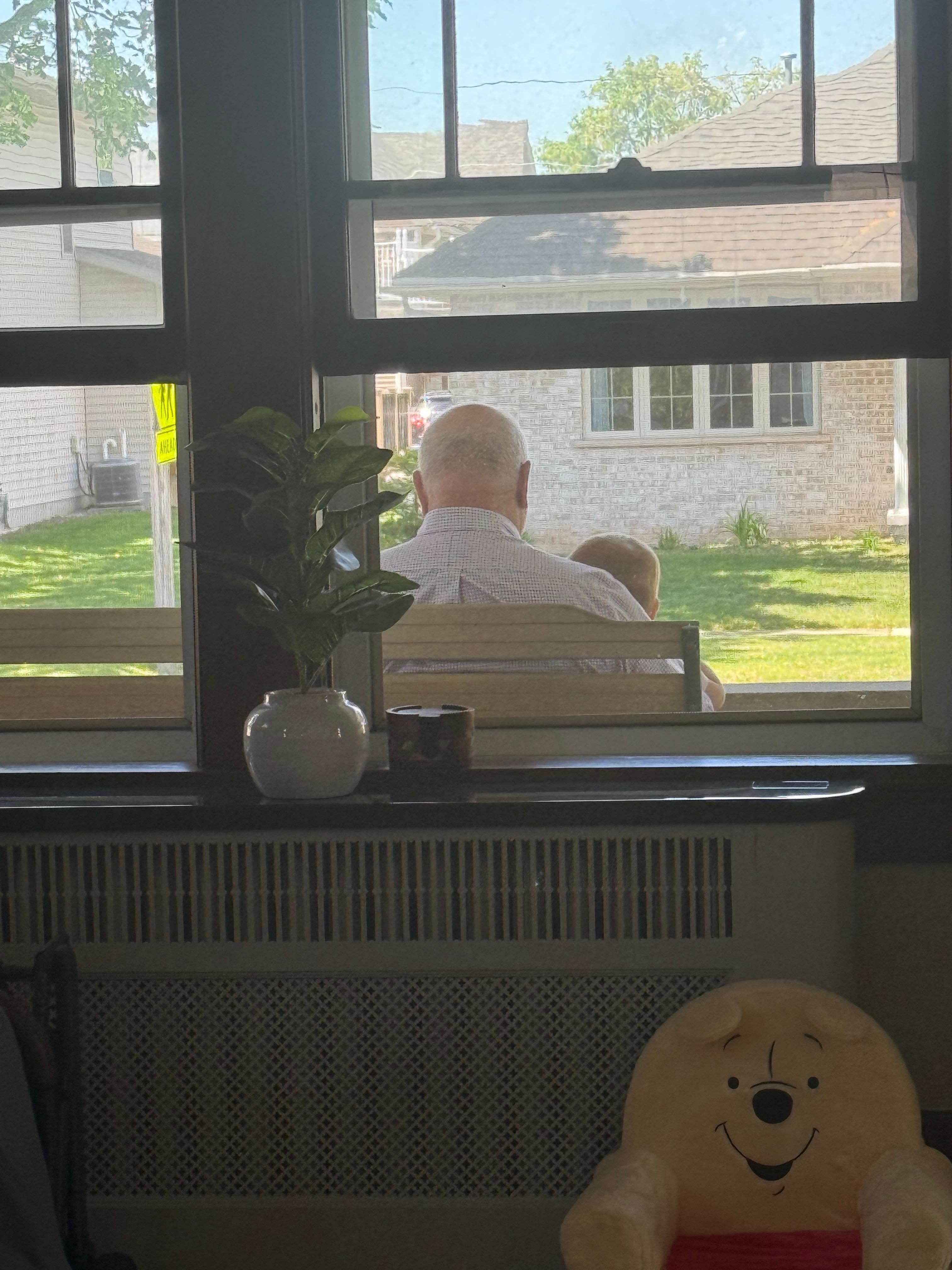 Grandpa and our grandson enjoyed the front porch.