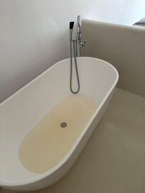 Unfortunately the hot water in the tub was a yellow/brown color.