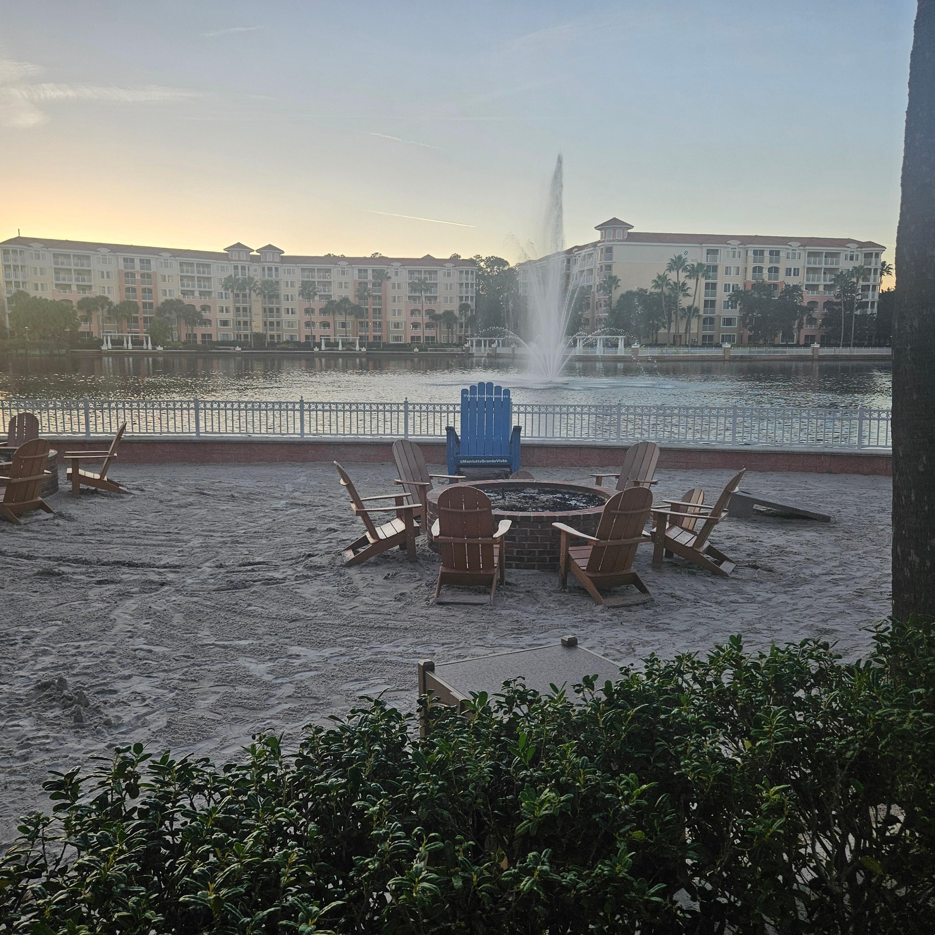 Firepit.  Not far from bar.