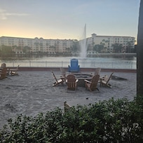 Firepit. Not far from bar.