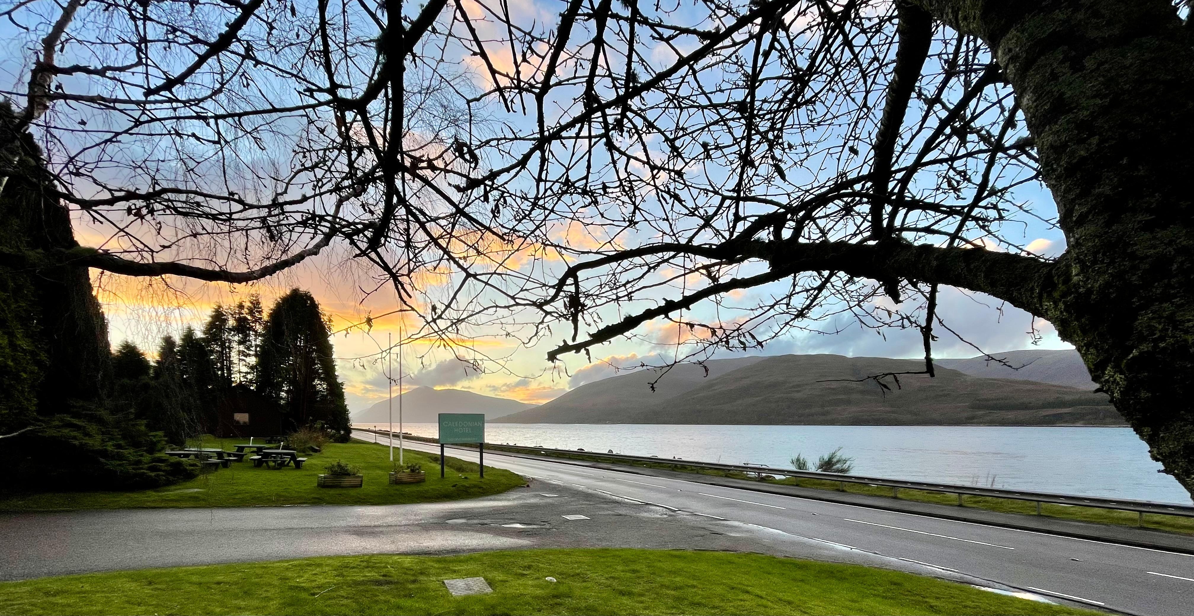 View from the car park as the sun sets