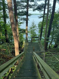 Stairway to the dock and lake