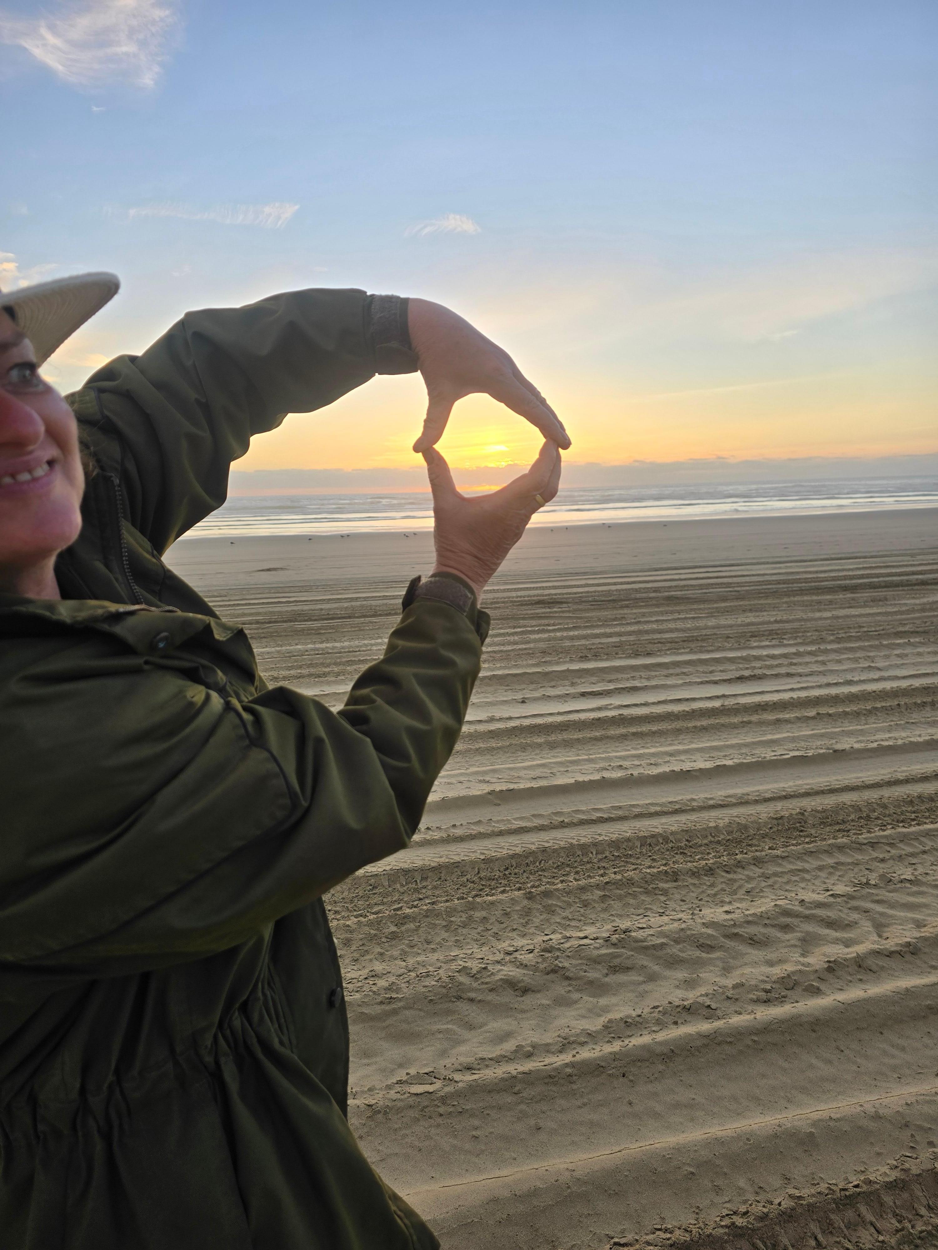 Sunset walk on beach 