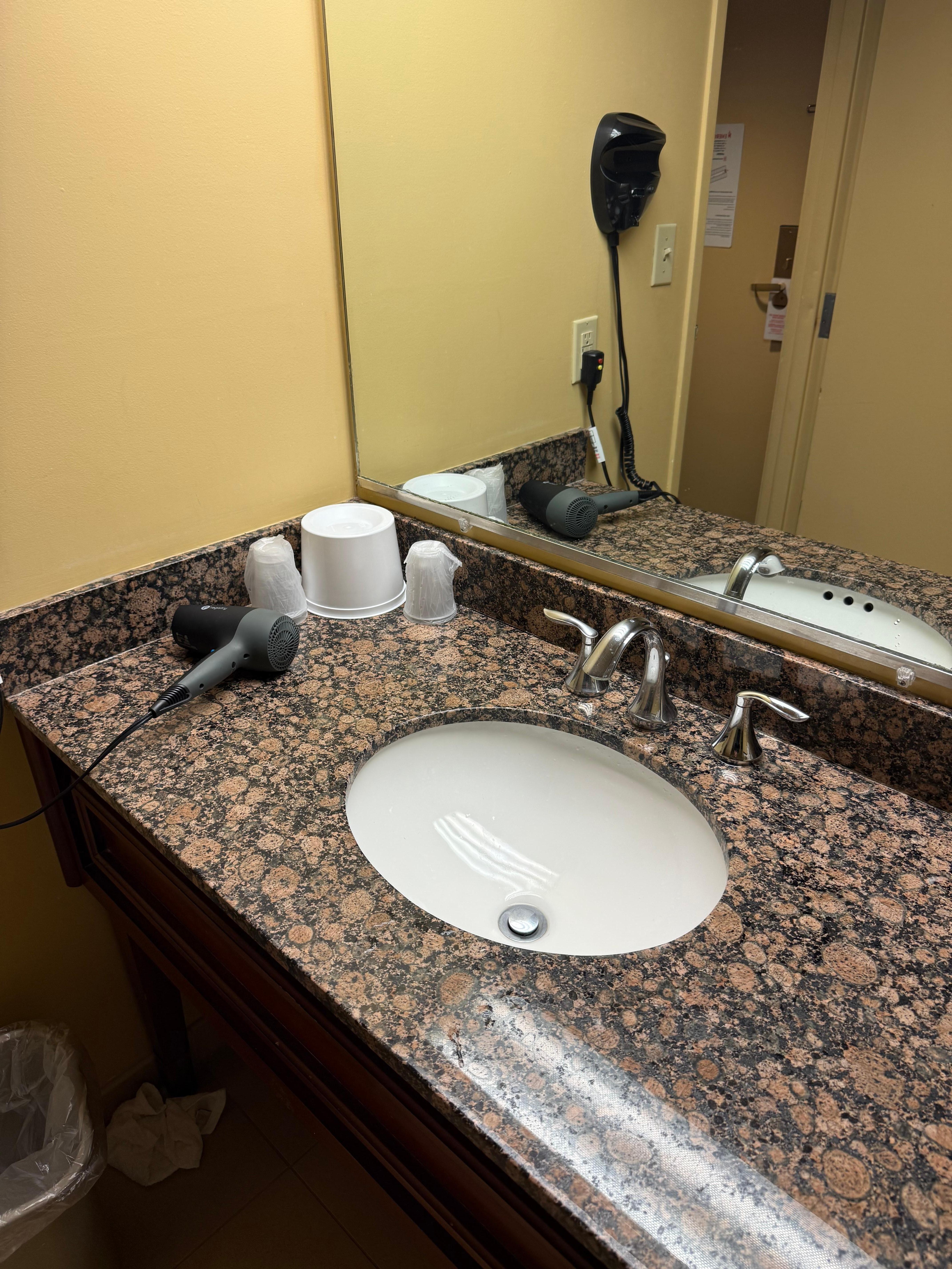 No soap or lotion on bath counter 