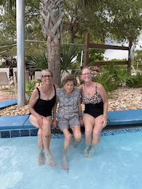 Easy pool to get our 93 y/o mom into! Even has a tent over that part to keep her out of sun. Kids liked it a lot too!!