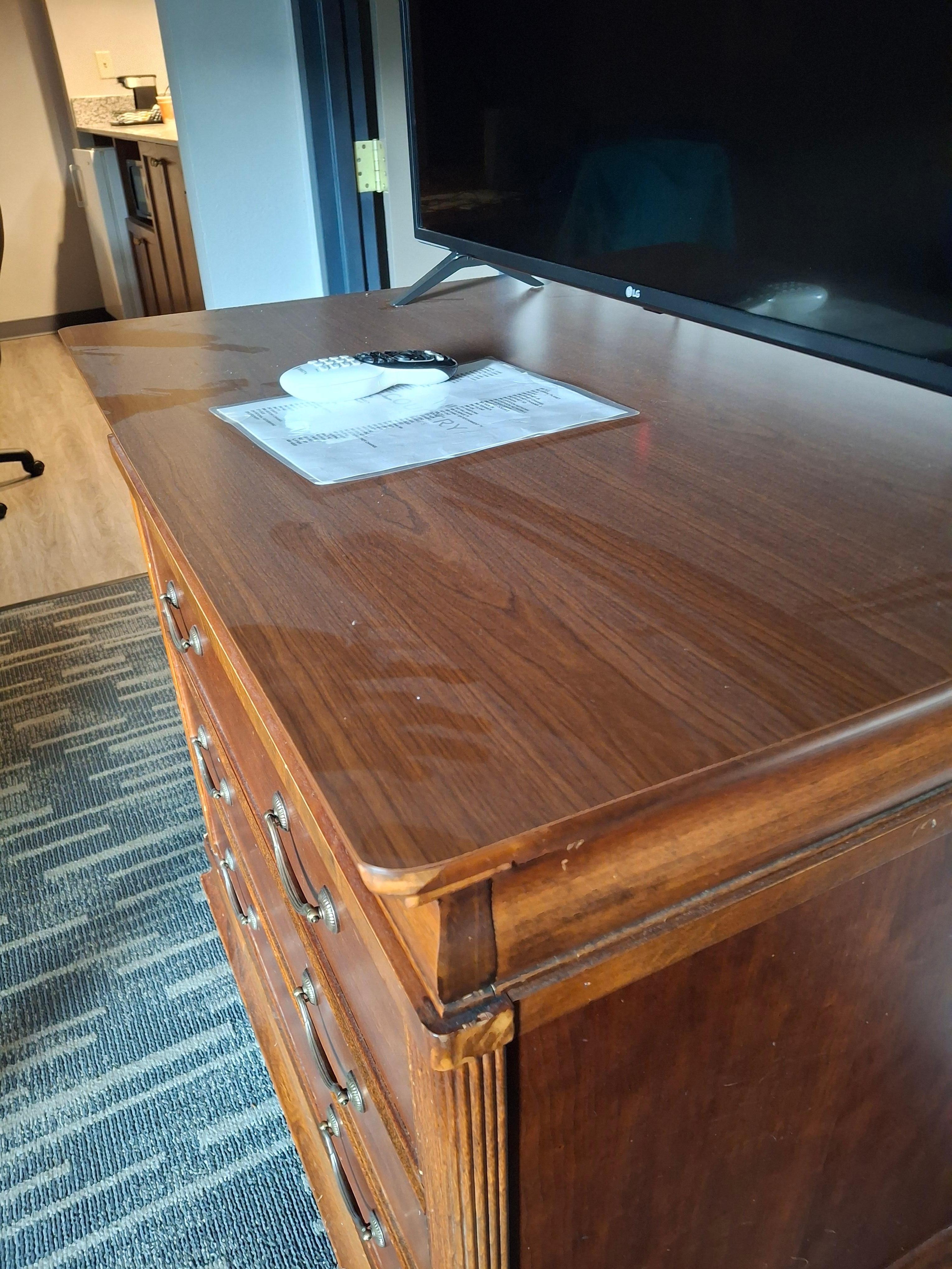 Dust on the furniture and it never was cleaned