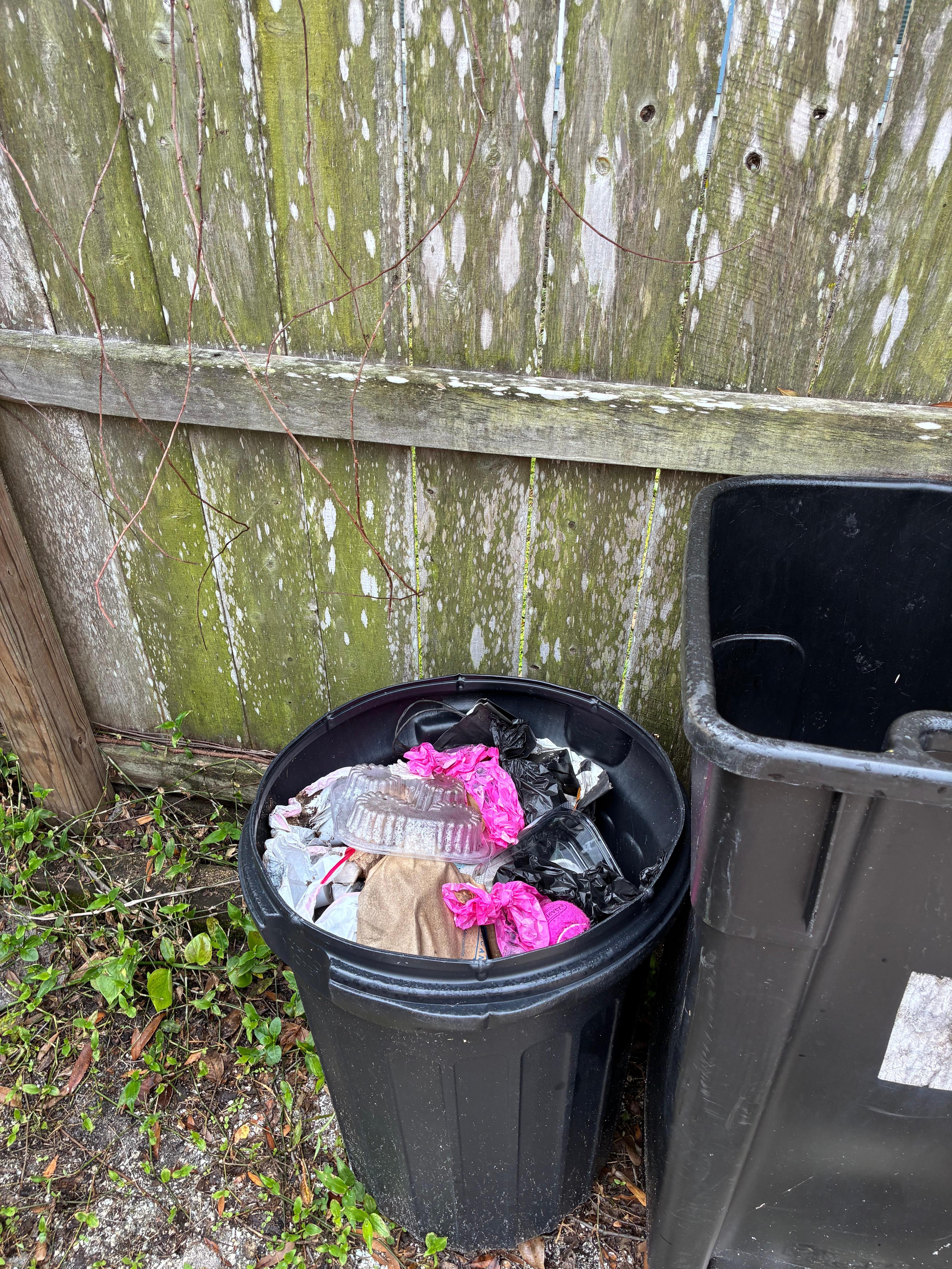 Trash left, right by patio- stunk!