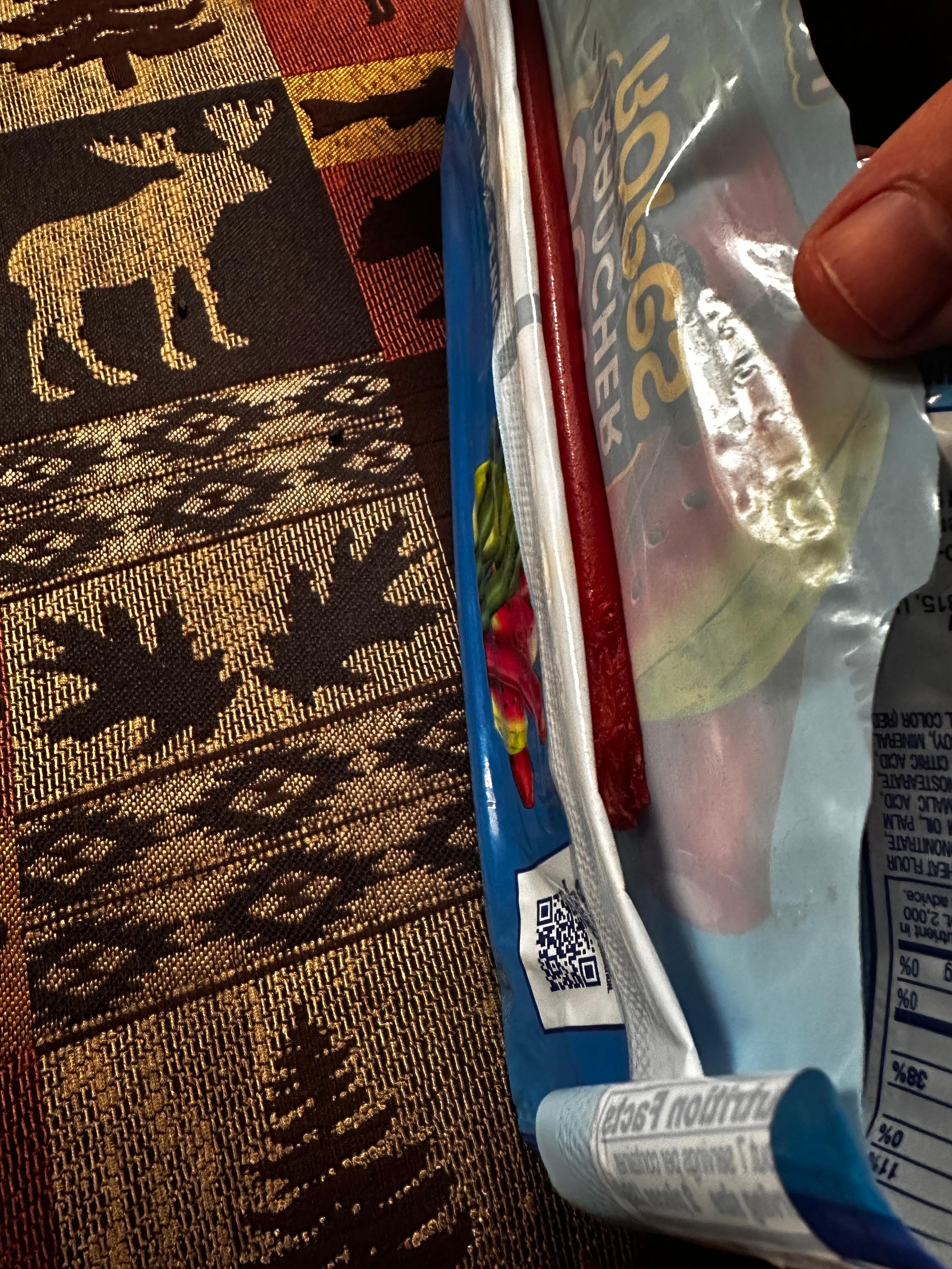 Rat teeth marks in our candy that it drug to the couch next the rat poop! 