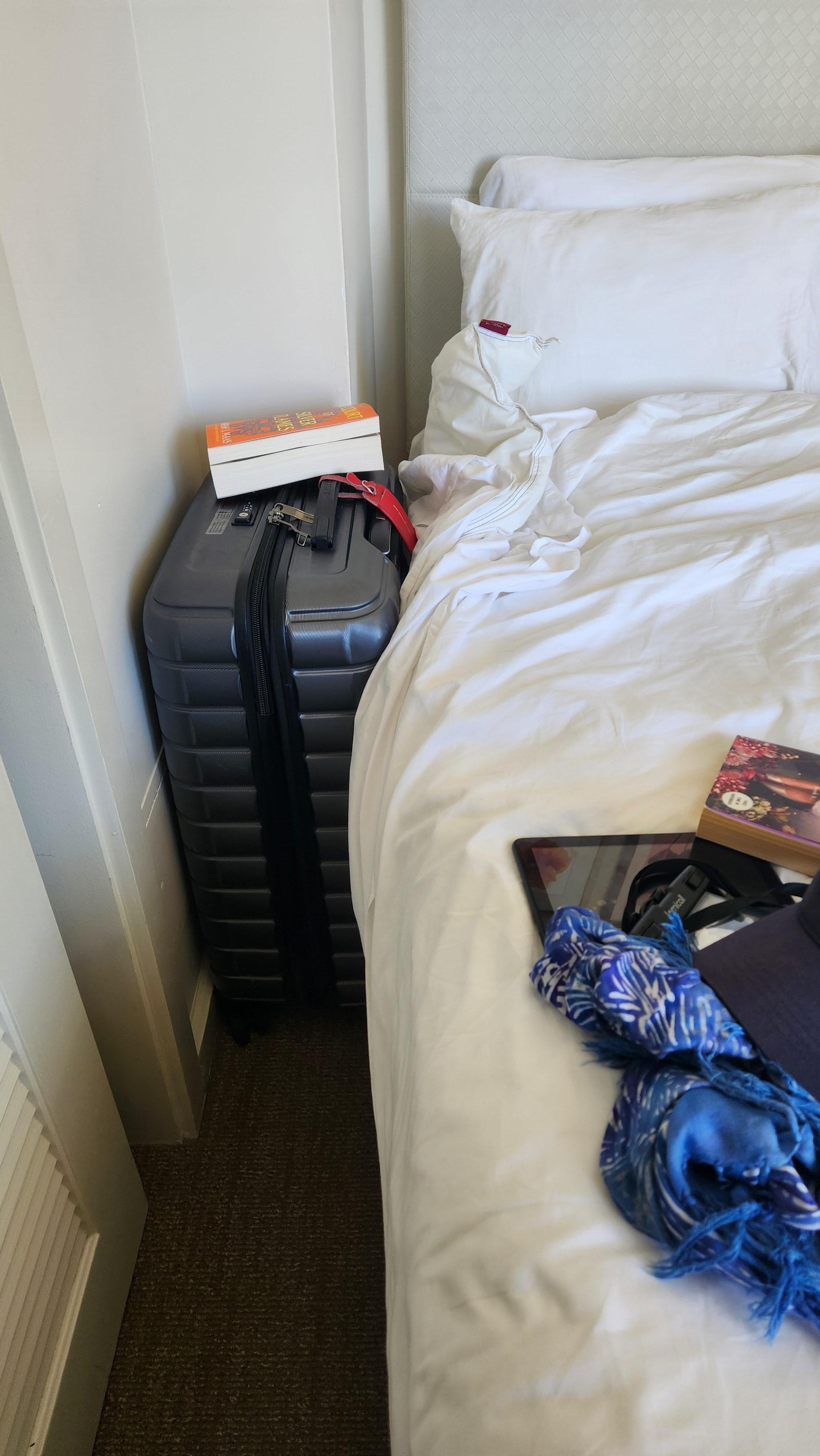 I used luggage for end table