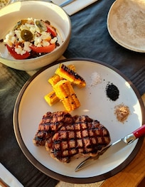 Restaurant rib eye stake