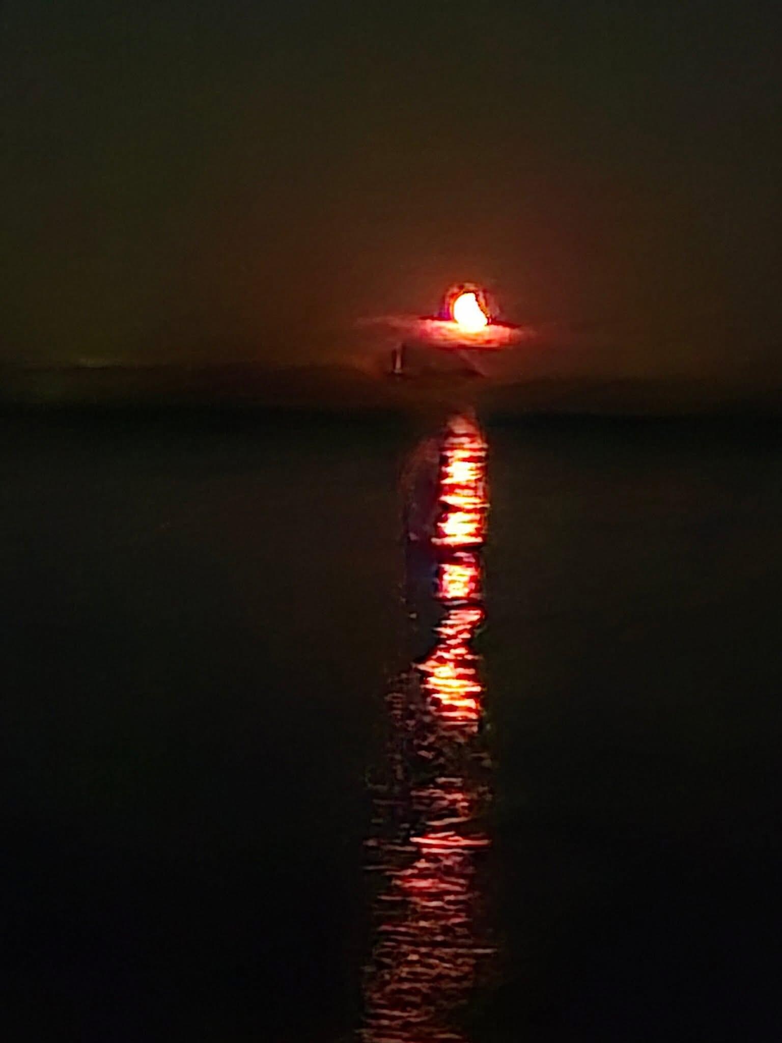 Got to see a beautiful moon rise on the bay
