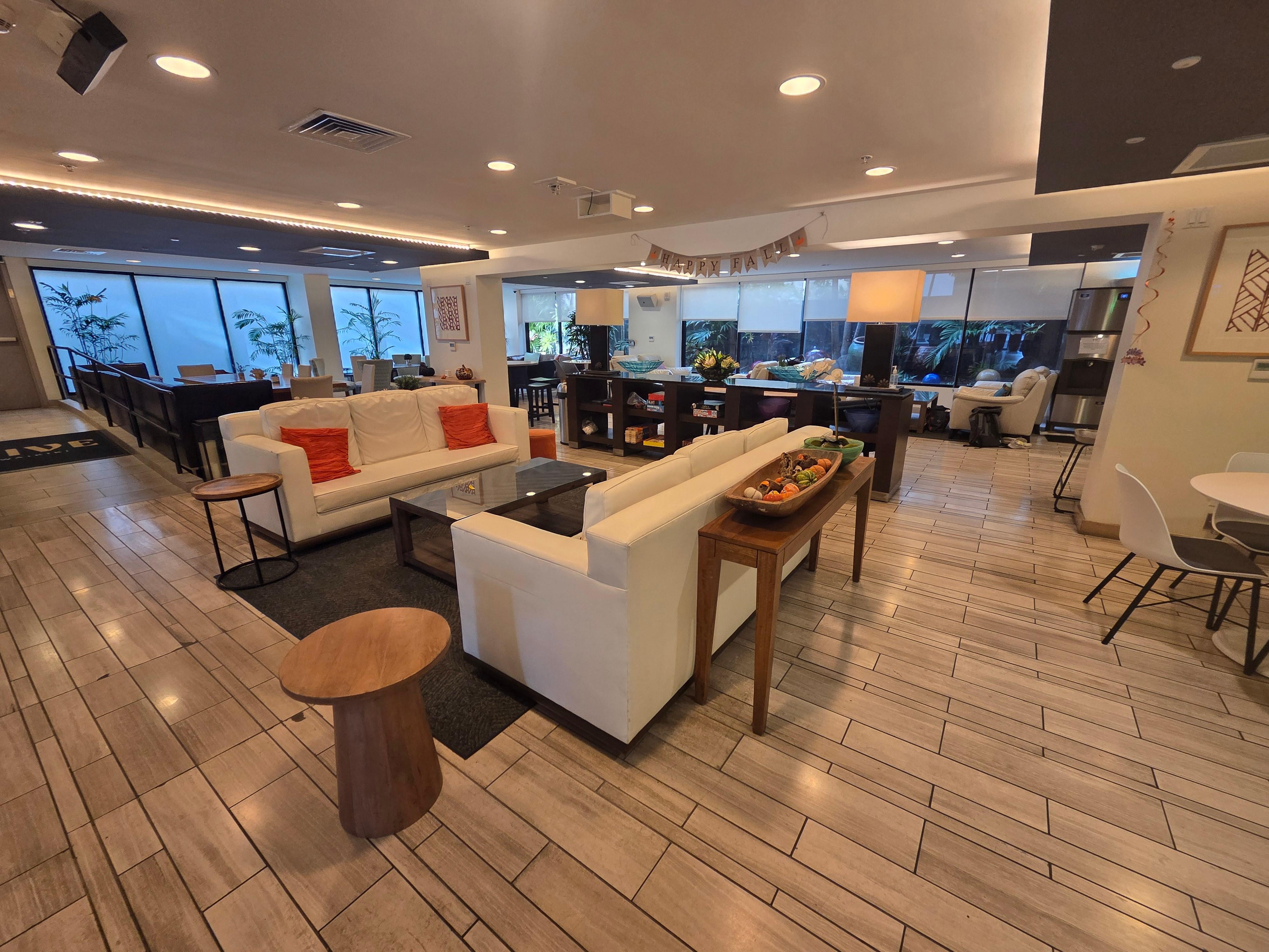 Chilled seating area with books and games 