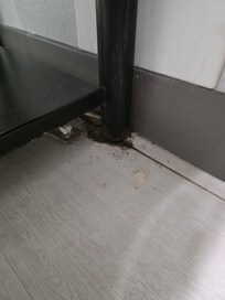 Picture of dirt around bathroom sink base