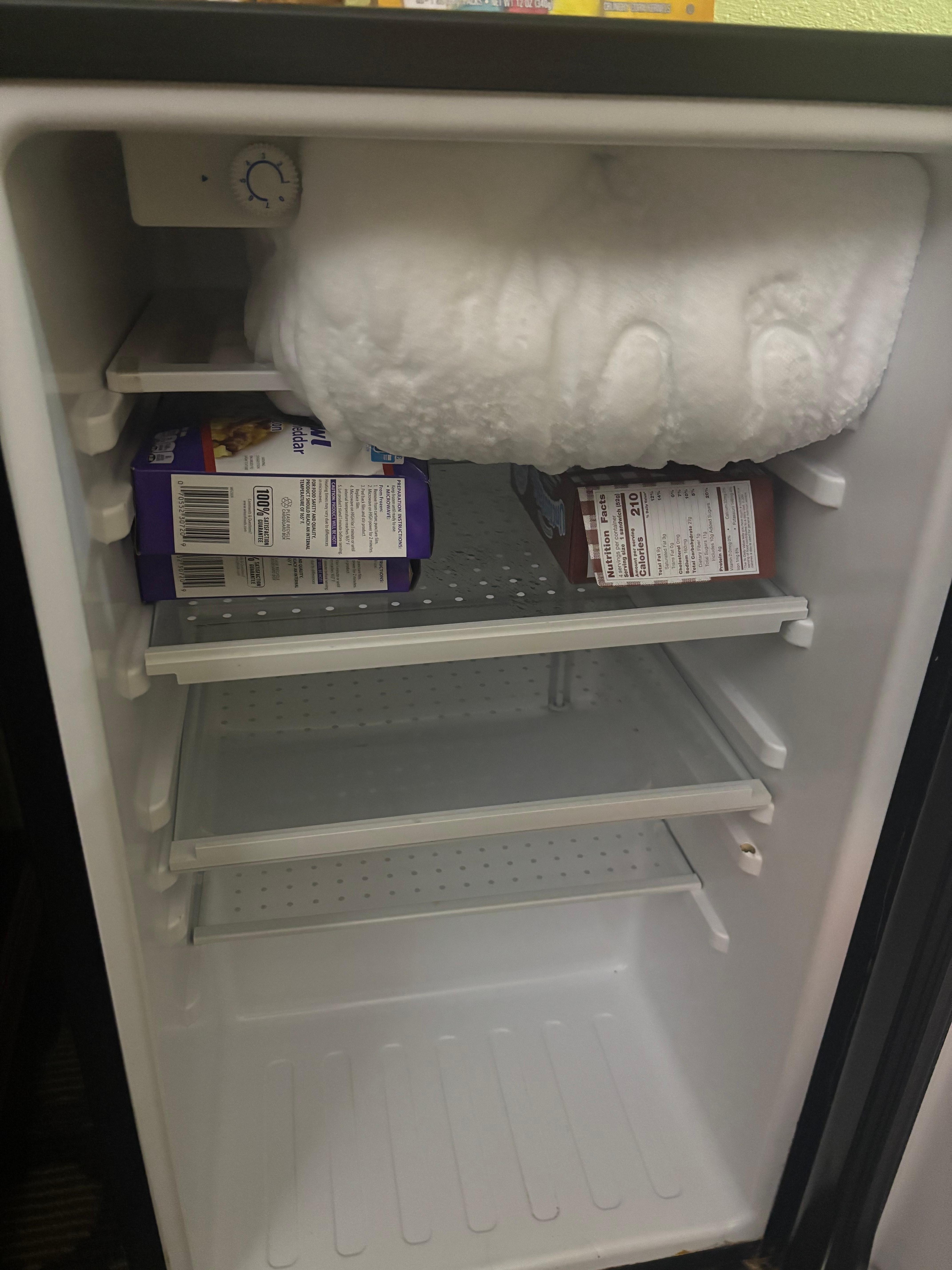 Ice frozen over the freezer wouldn’t even allow the fridge to close. Mix on top lit up and spun around but it was missing the most critical of functions.