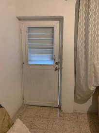This door does not seal. Another way the house was unsafe.
