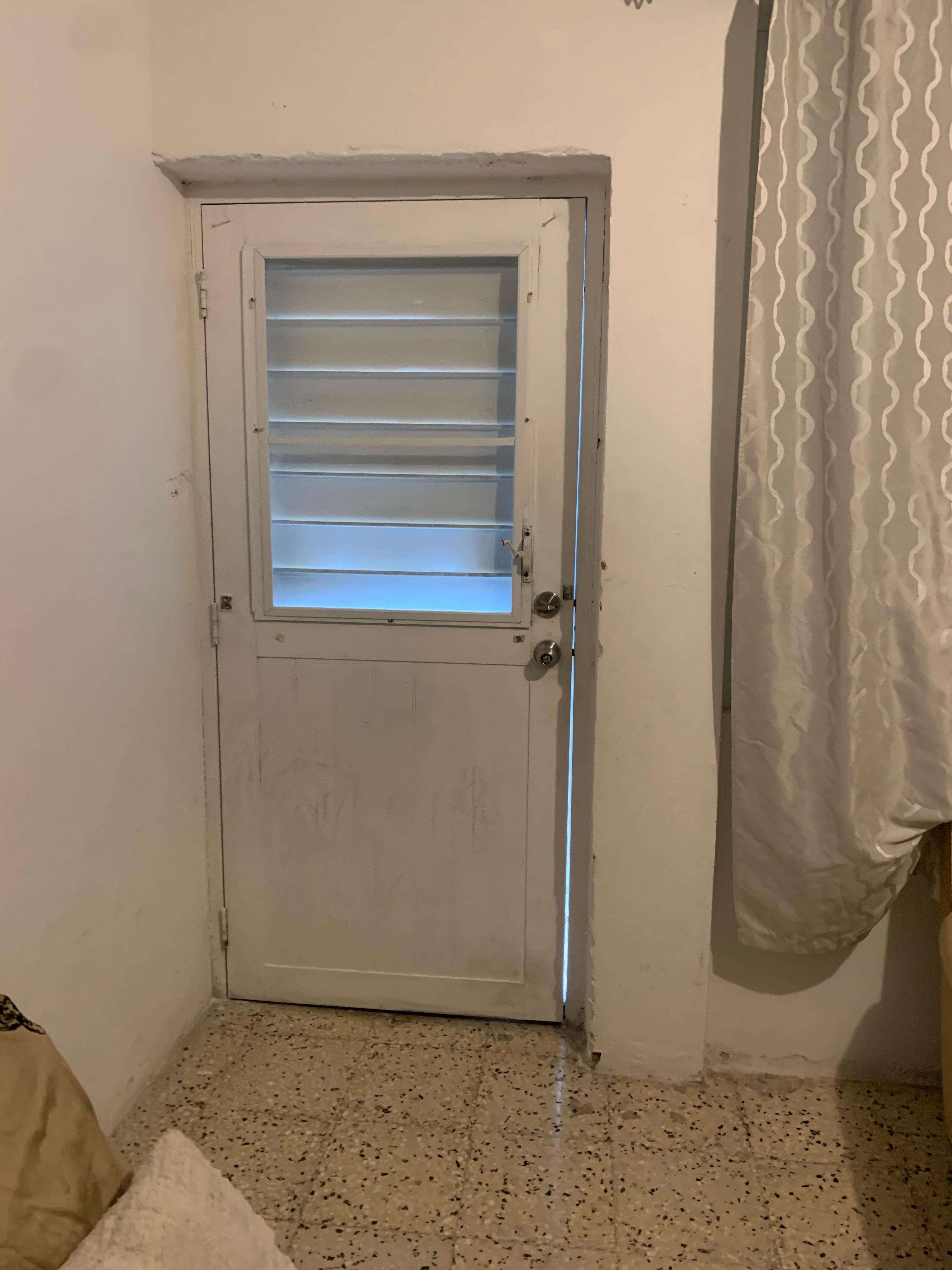 This door does not seal. Another way the house was unsafe.