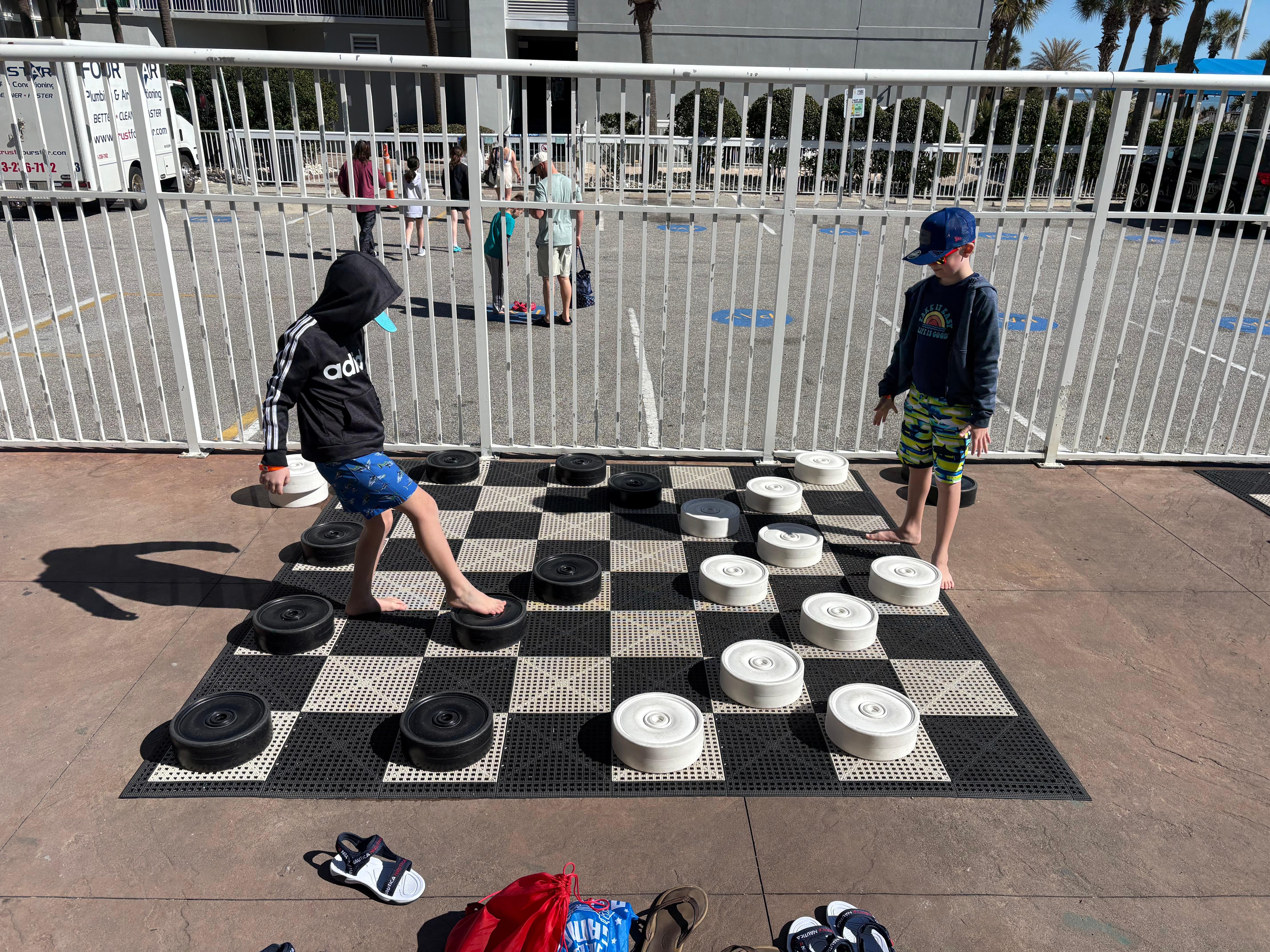 Outdoor chess and checkers 