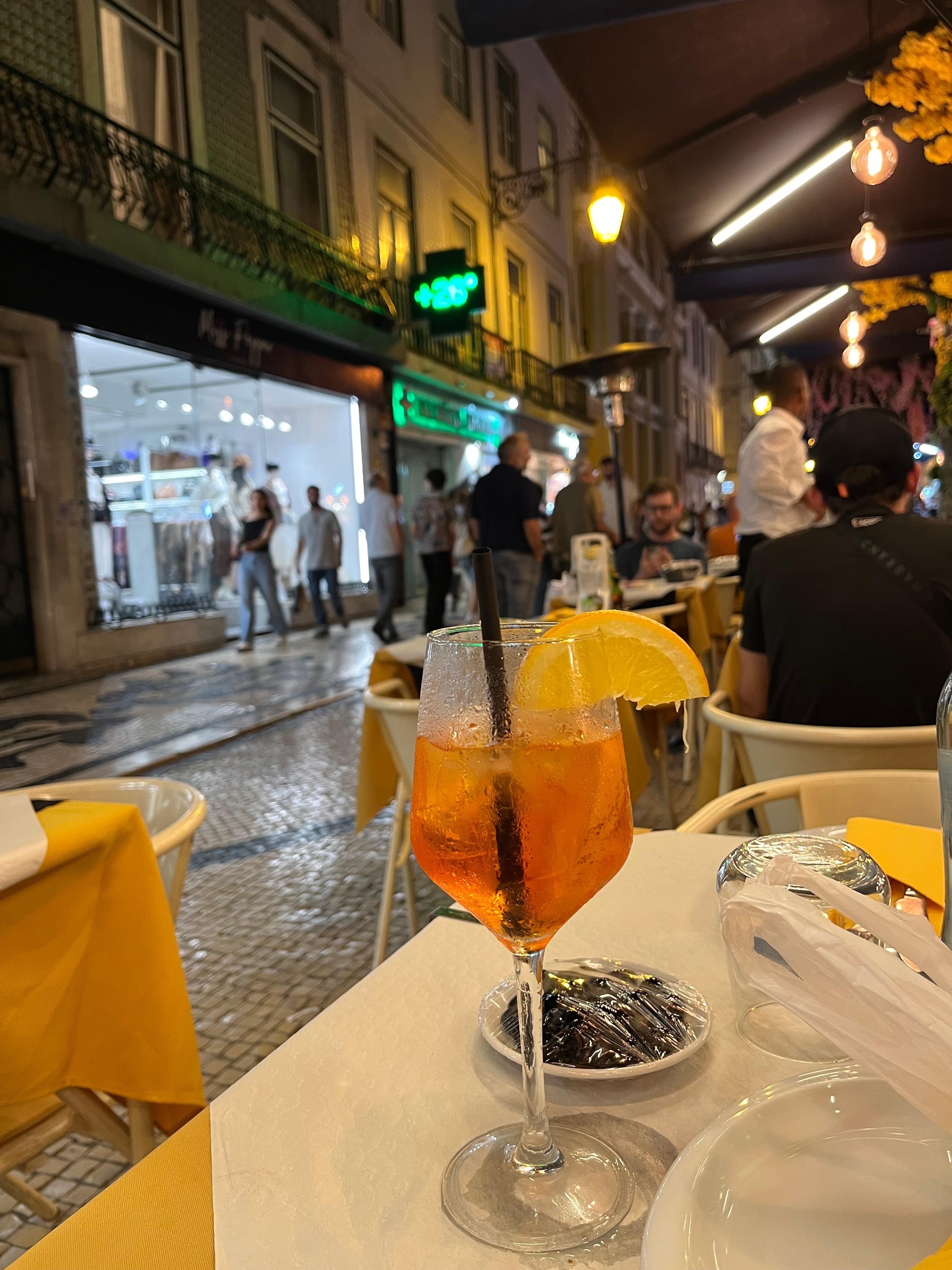 At Be Poet restaurant out on the street, can also sit inside. Lovely people watching