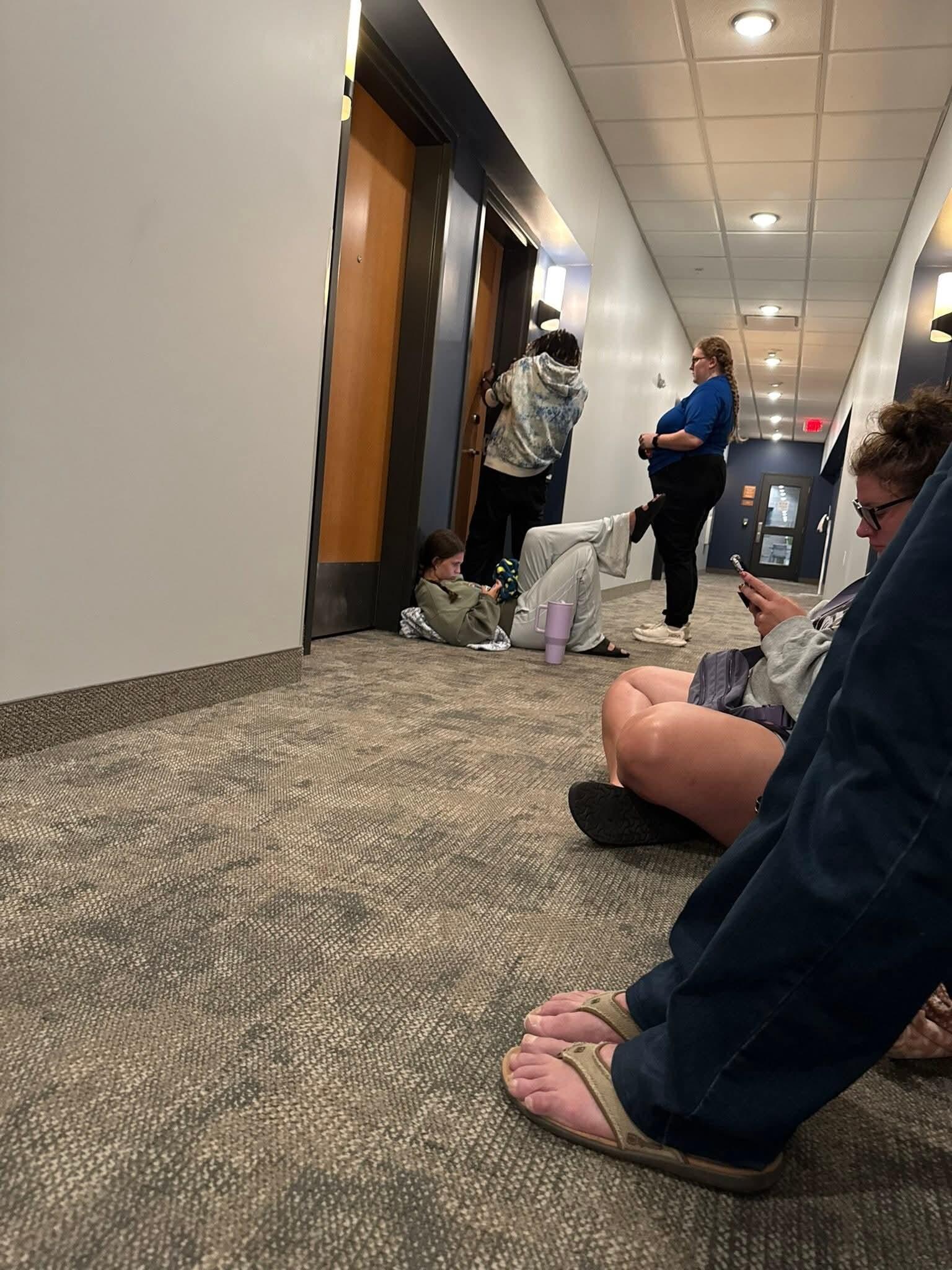 Waiting for the door to be opened for us.