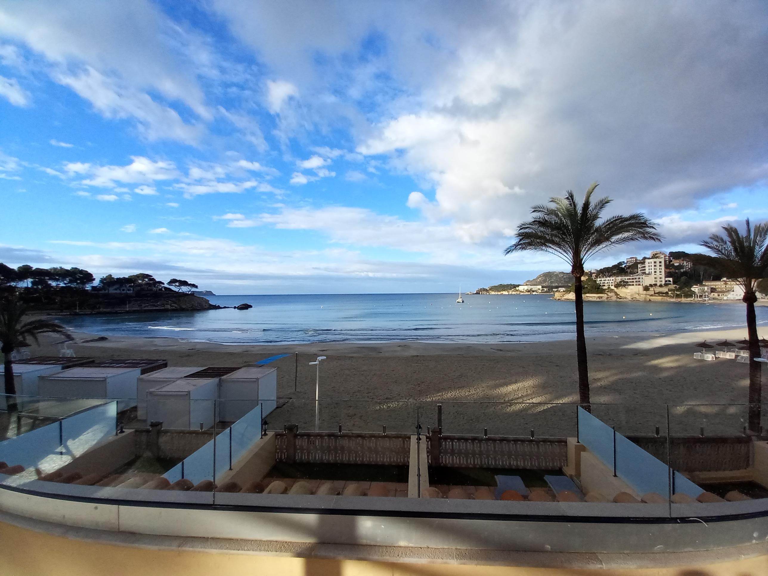 Early morning view from the terrace before the sun had cleared the roof.
A little overcast. 
