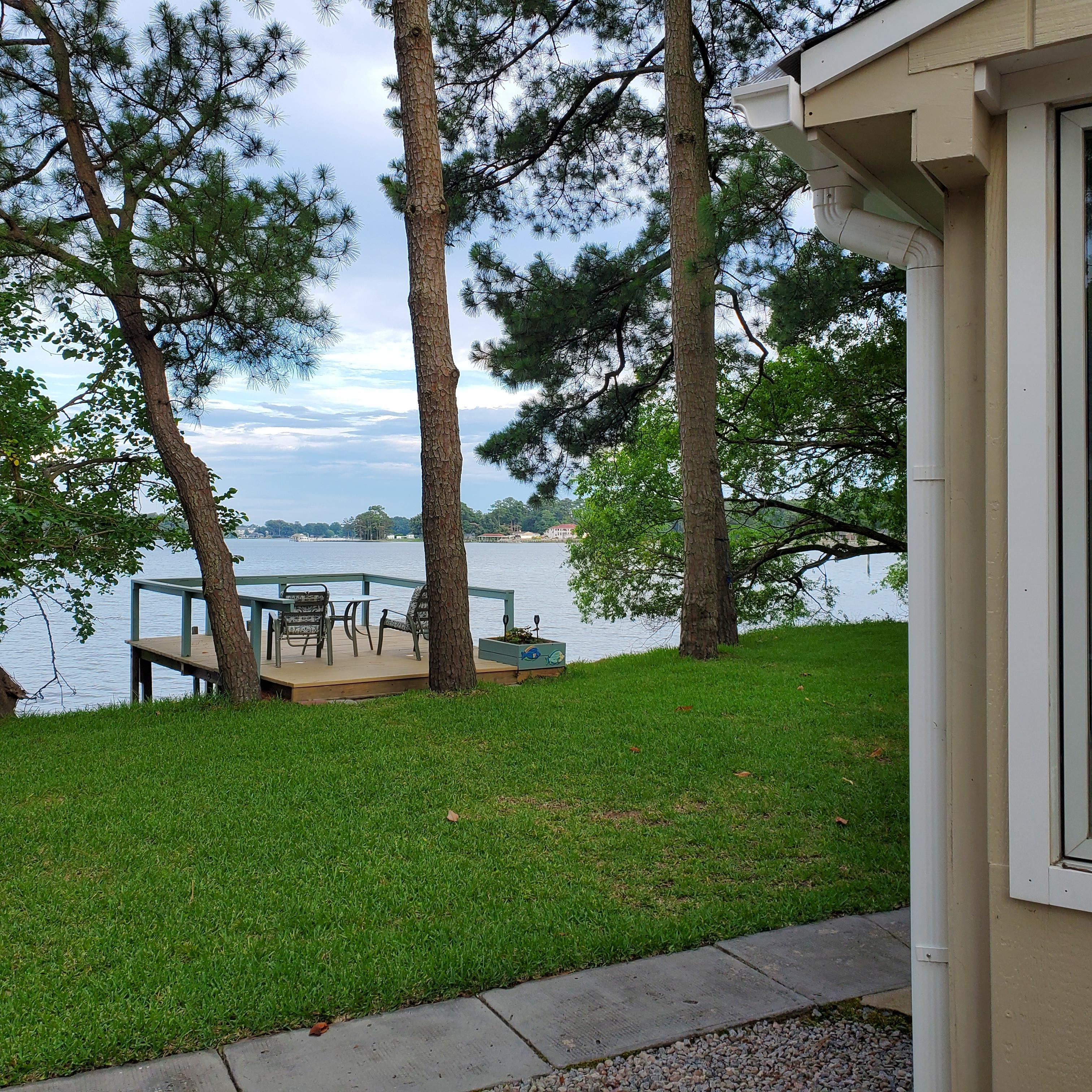 View of the dock from the back of the cottage