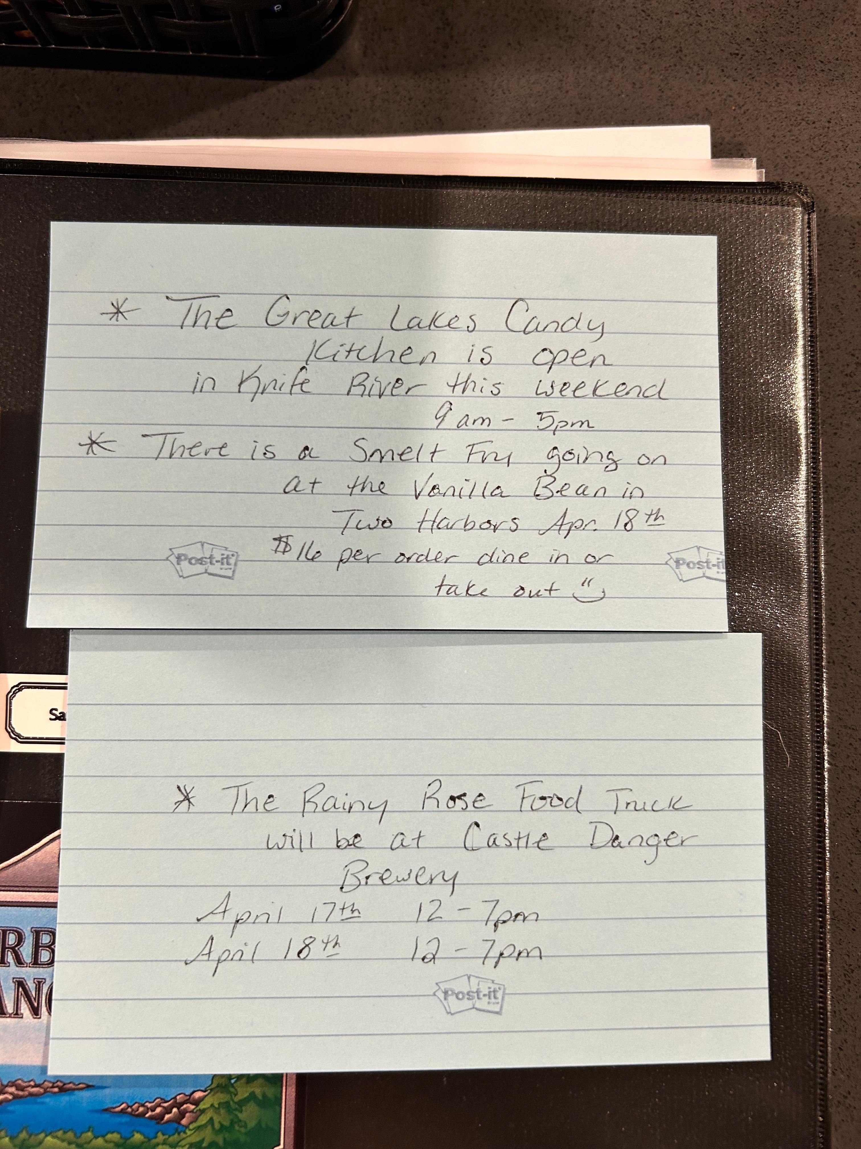 List of notable things the weekend of our stay