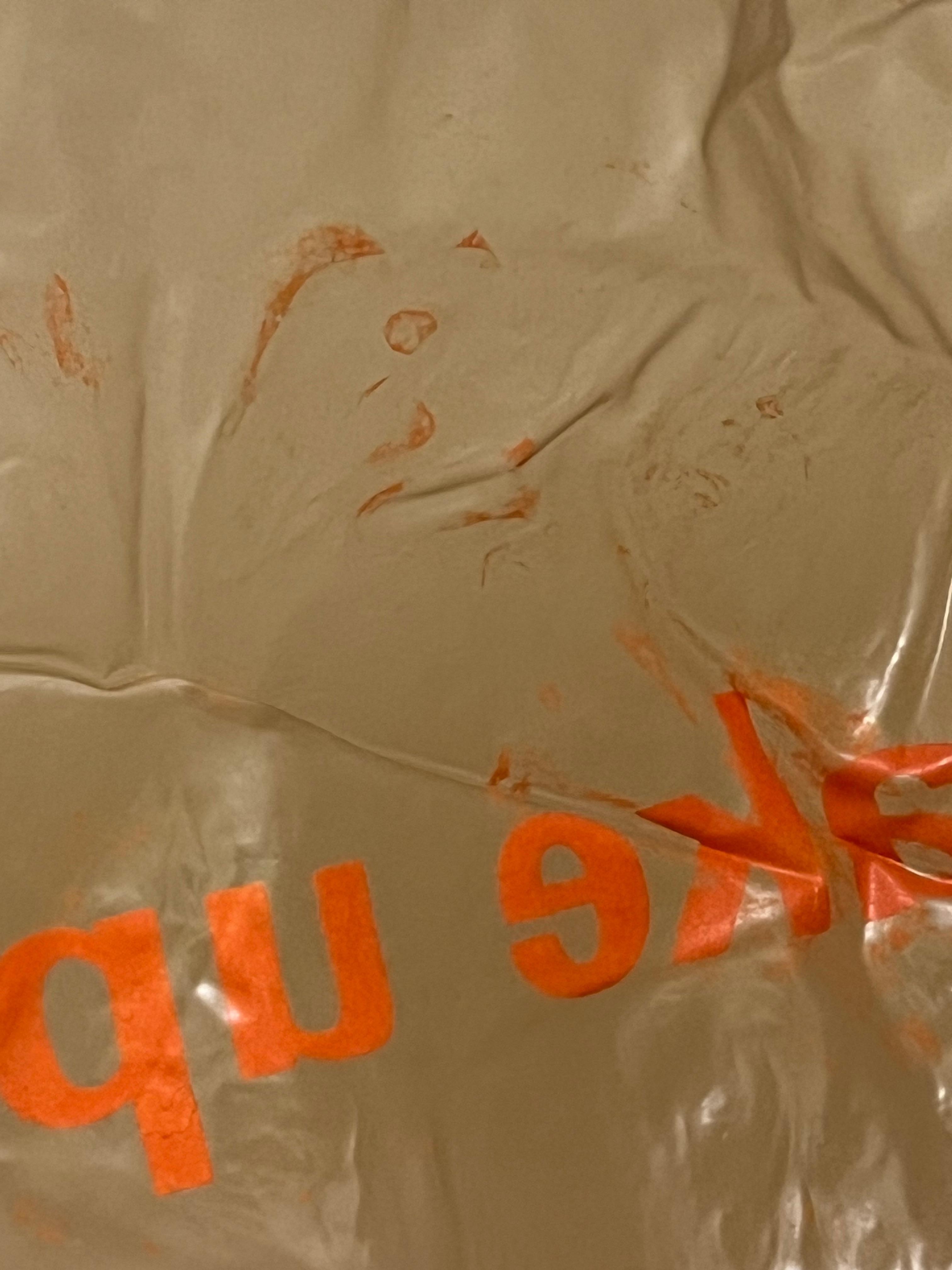 Stained shower curtain