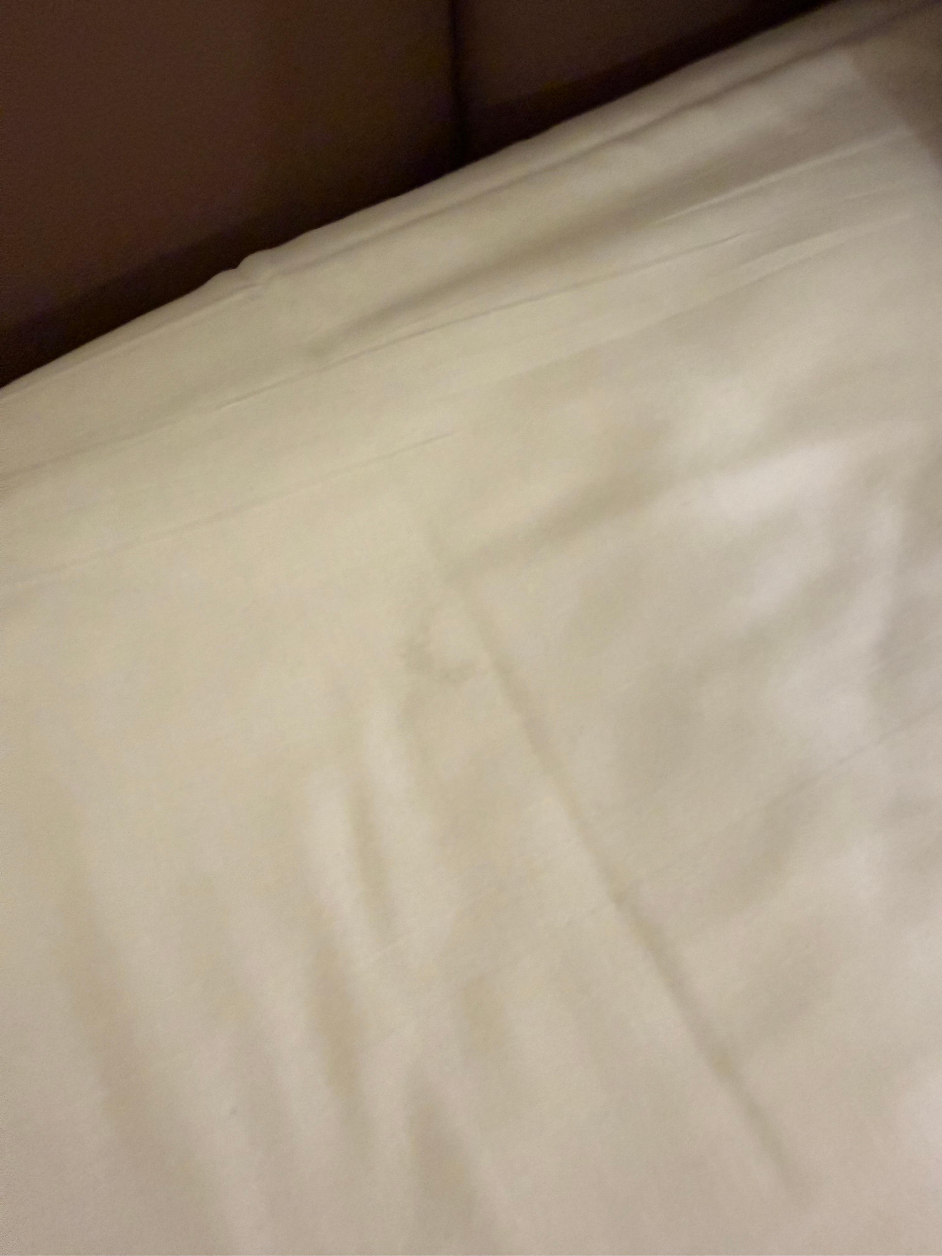 The bed had mysterious stains.