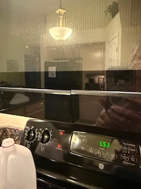 The door frame on microwave is cracked