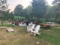 Back of rooms including corn hole