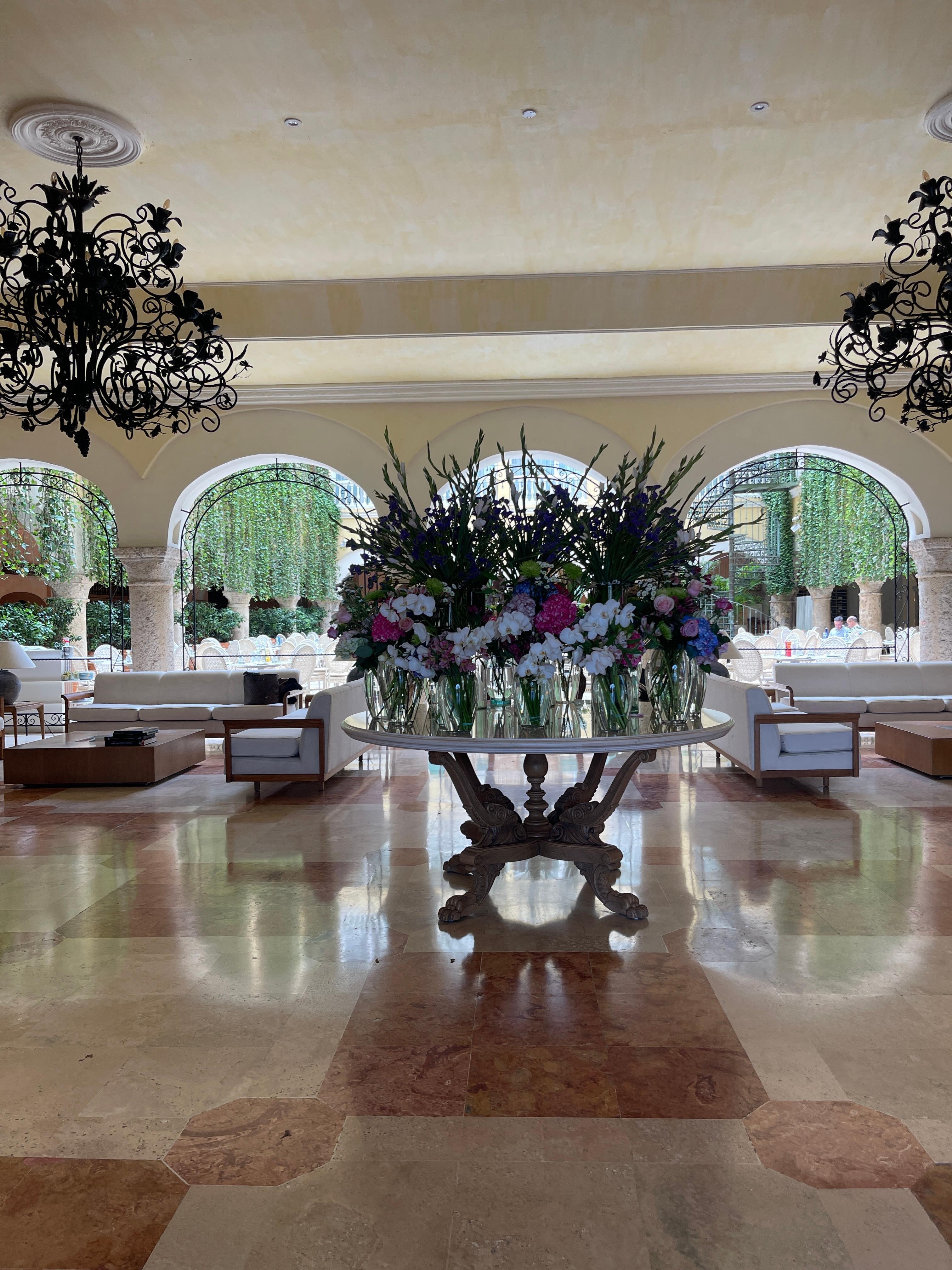 Beautiful floral arrangement in the lobby.