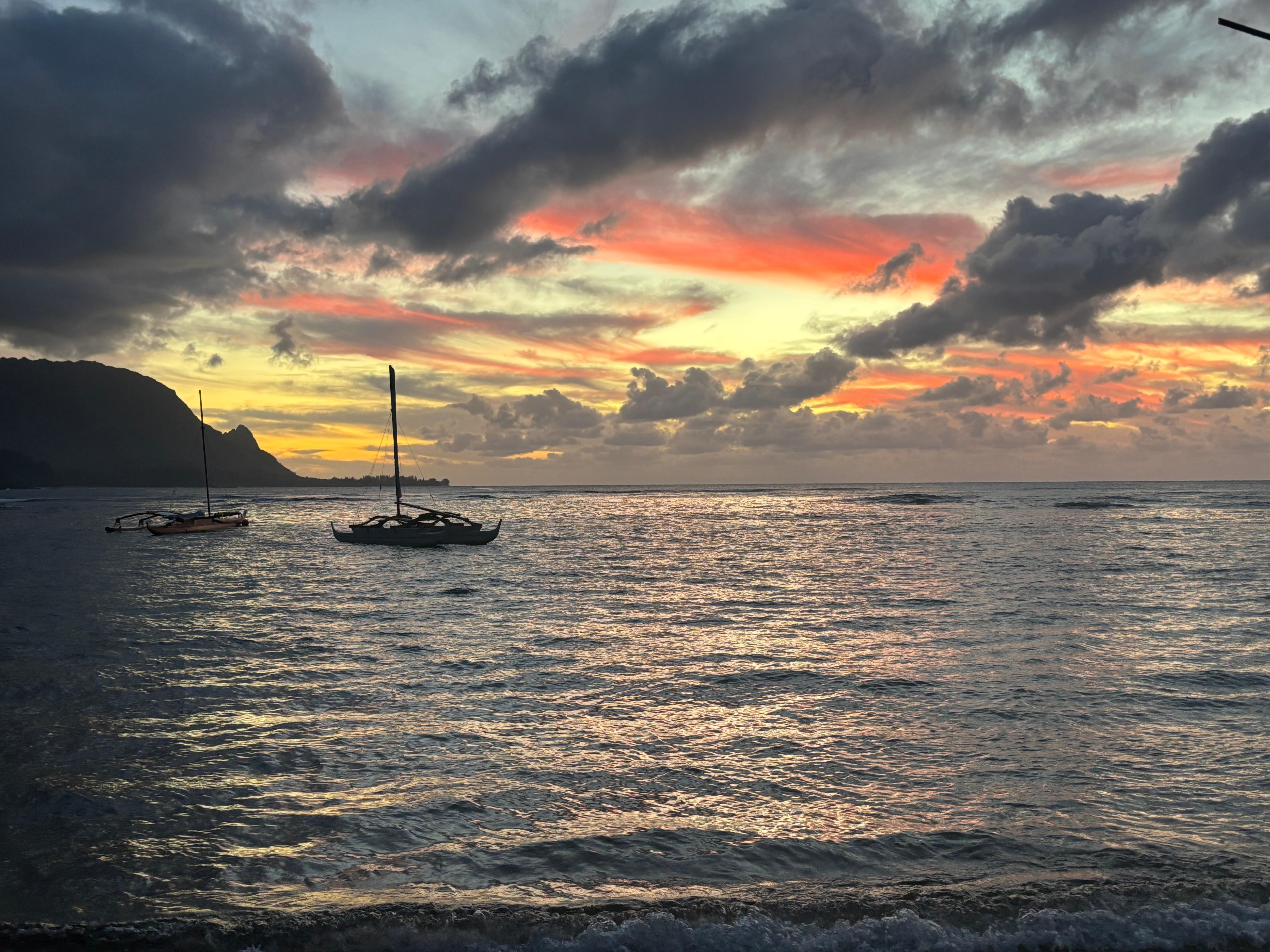Sunset from the beach at the bottom of the path