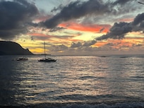 Sunset from the beach at the bottom of the path