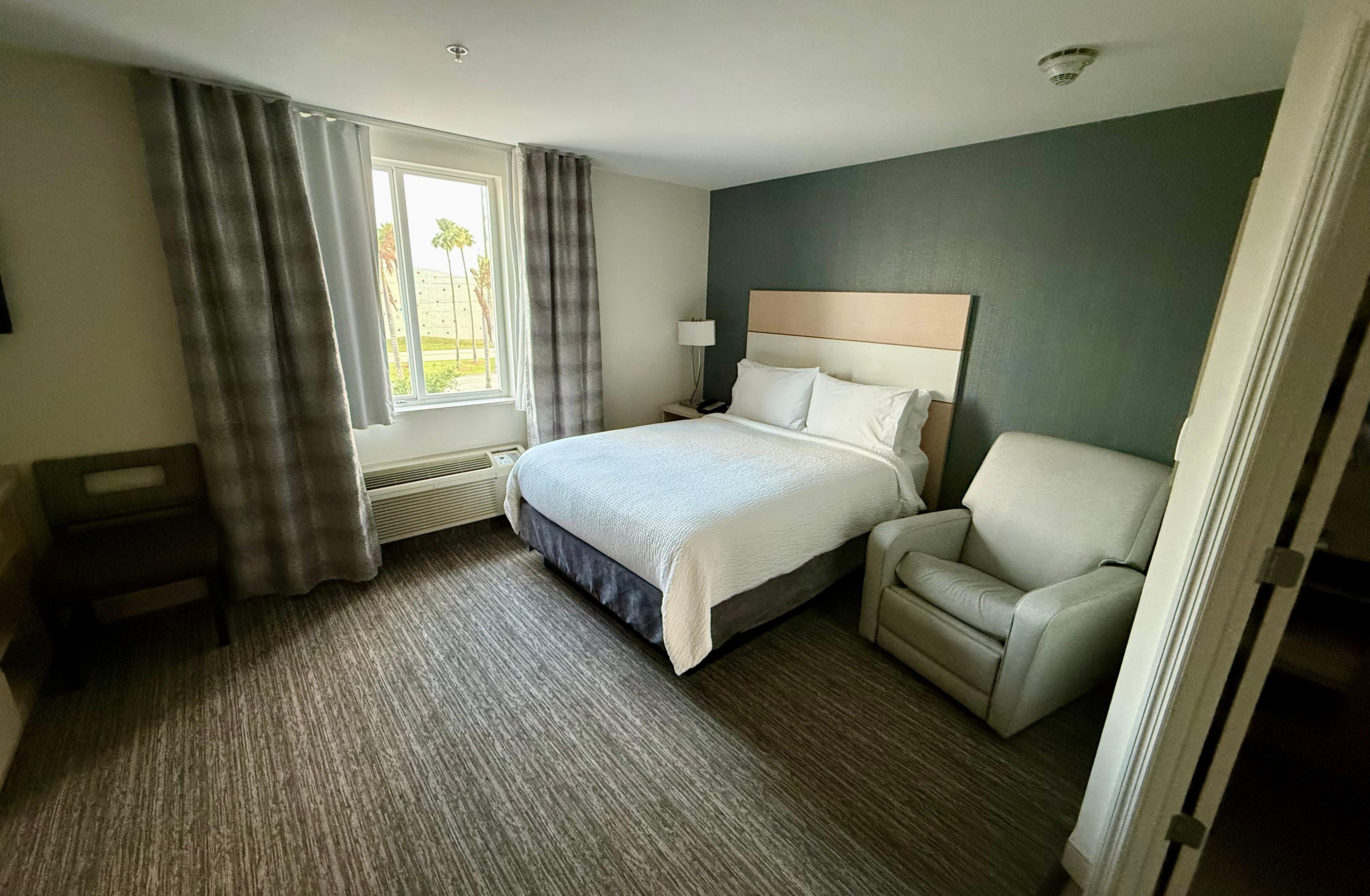 Nice street view window by the bed