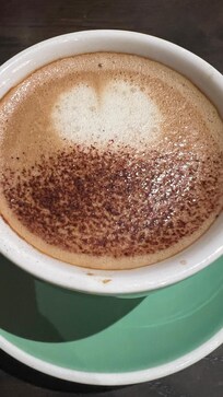 Lovely breakfast cappuccino with oat milk.