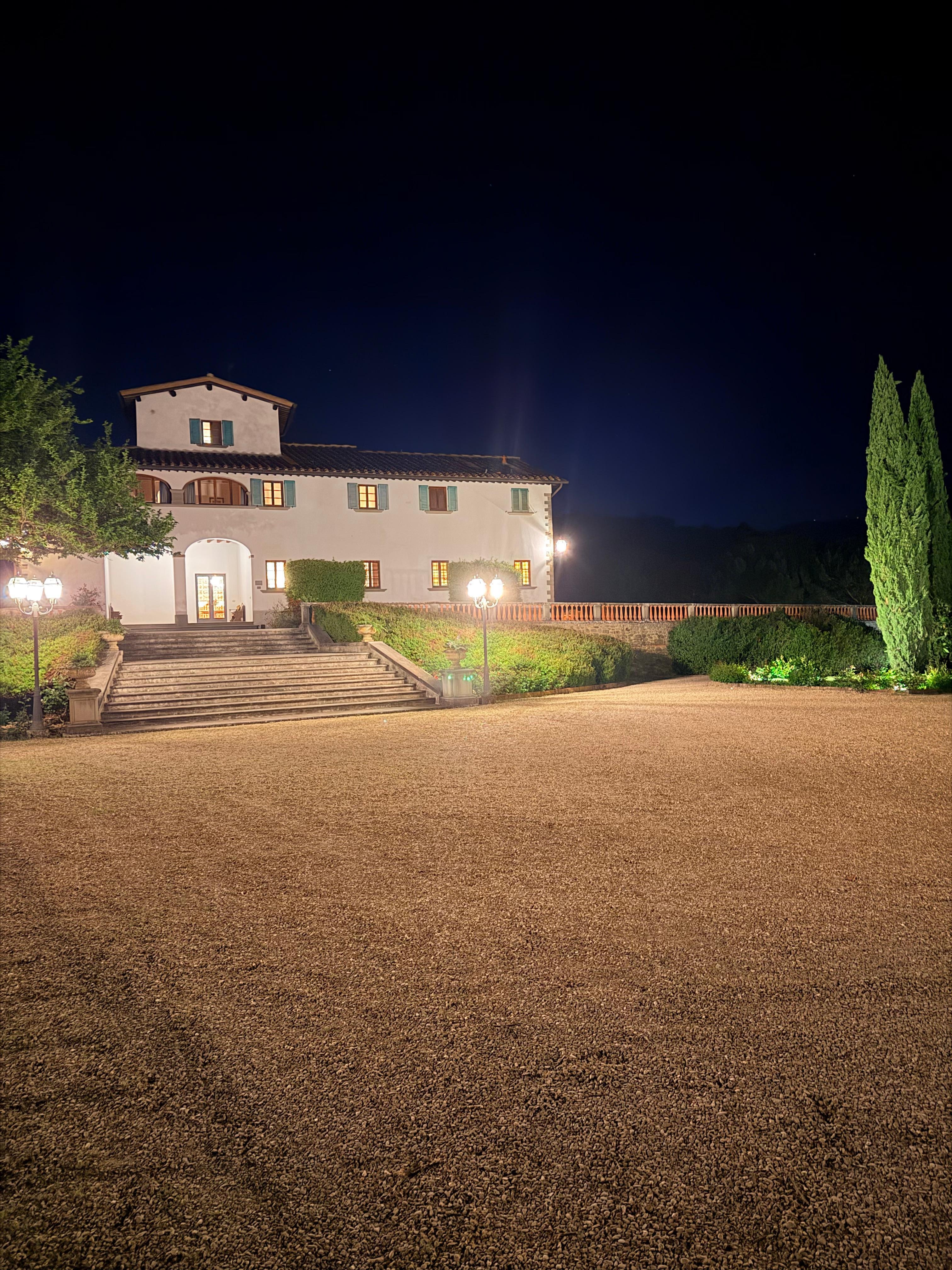 Villas at night. 