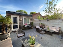 The lovely courtyard garden at the hotel.