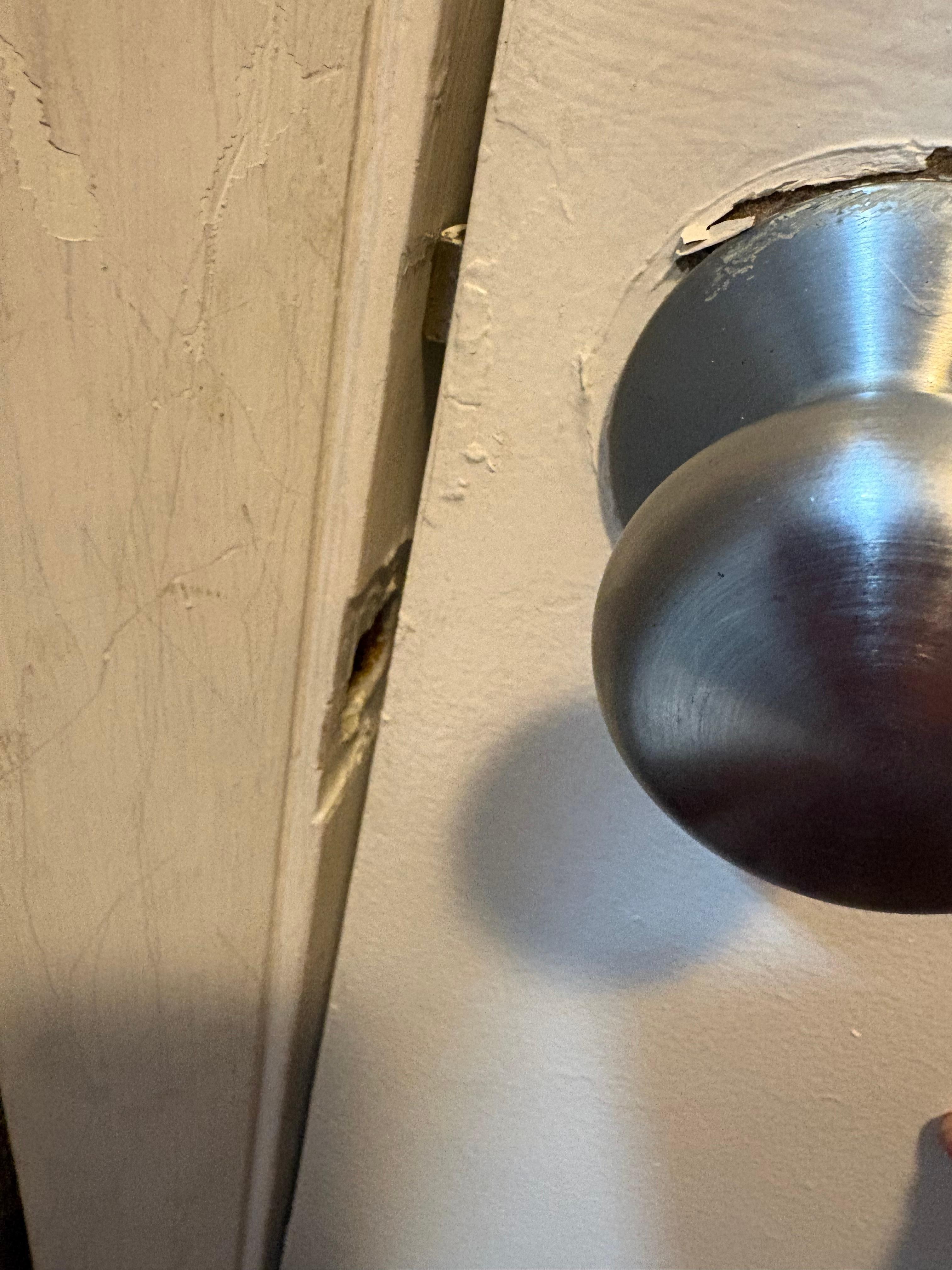 The door knob didn’t even aline with the door so it didn’t close 