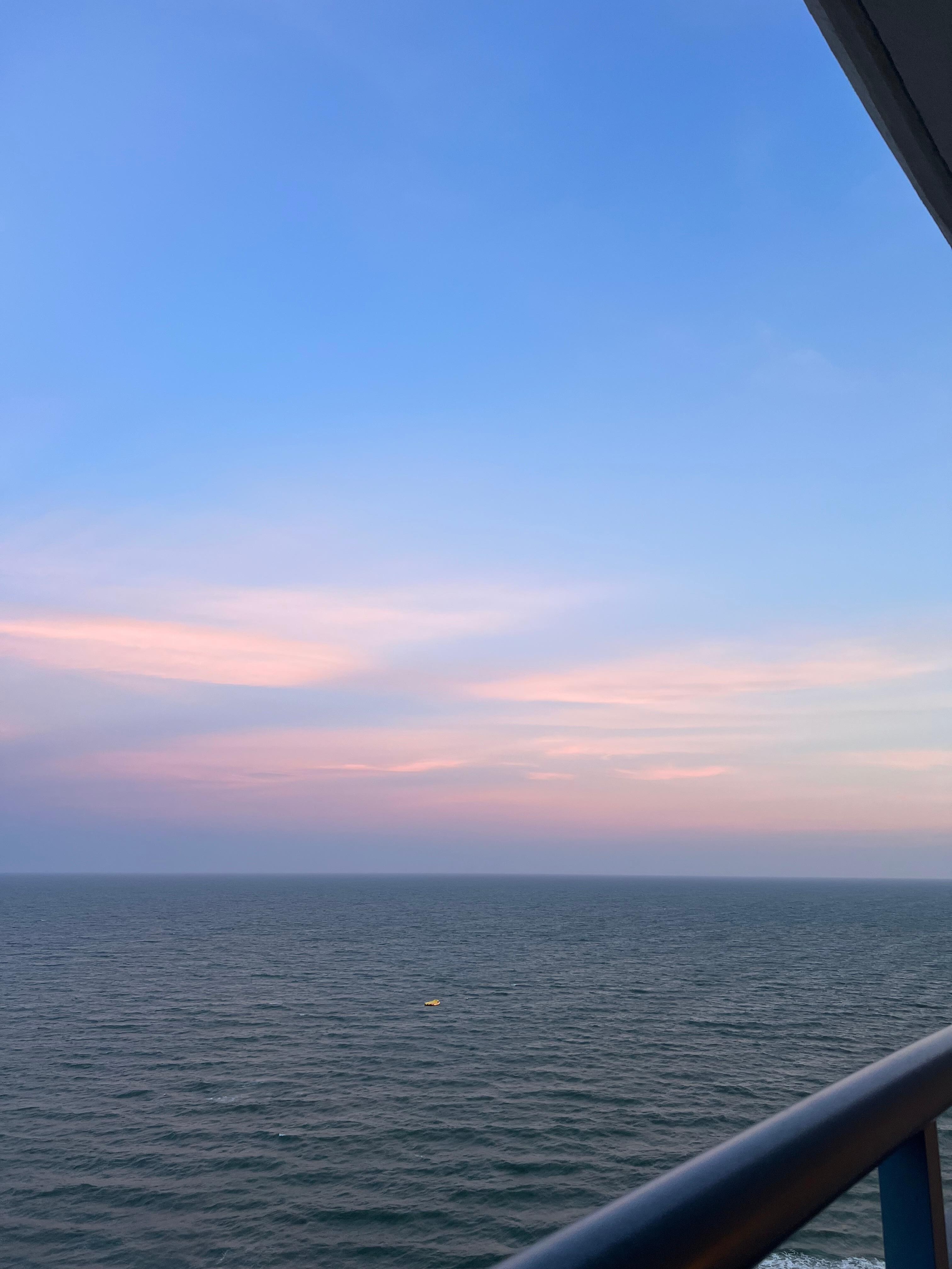 View from balcony at sunset 