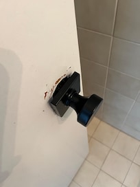 Bathroom handle was completely off the hinge