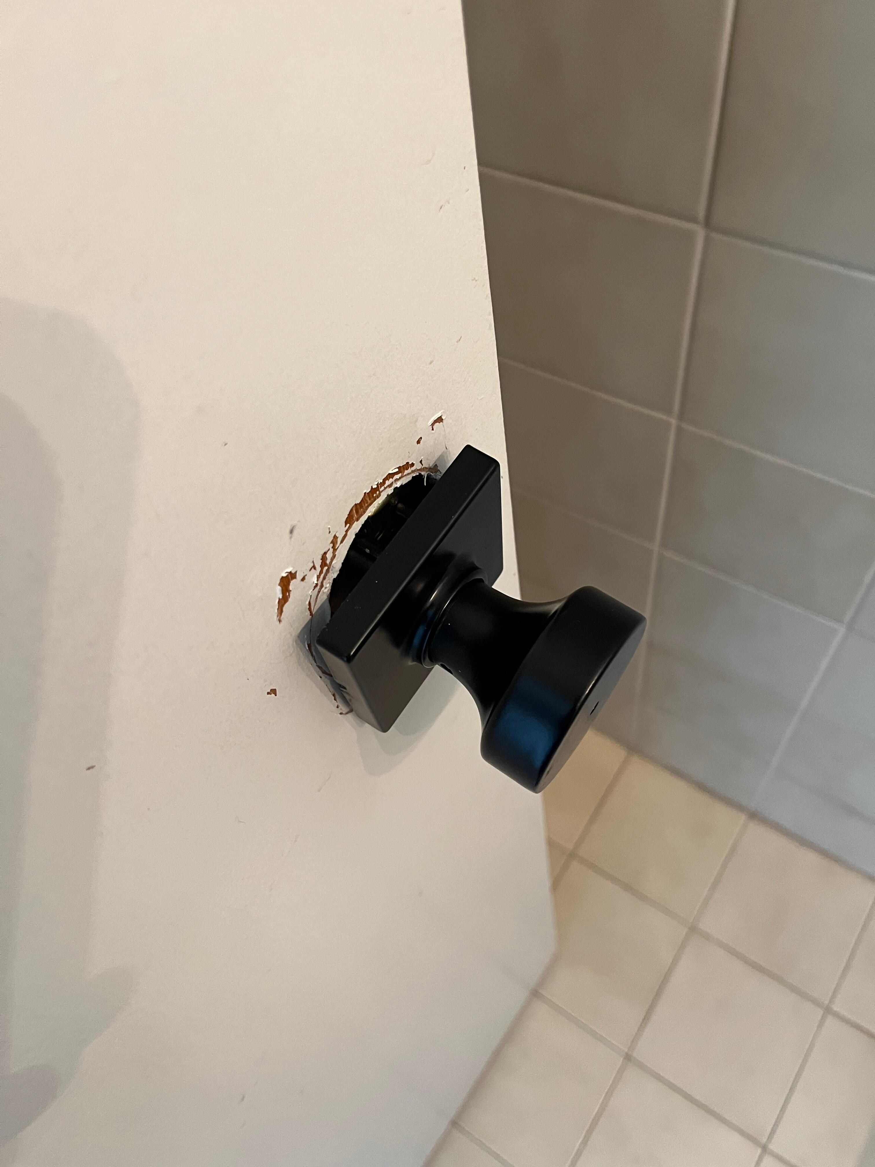 Bathroom handle was completely off the hinge