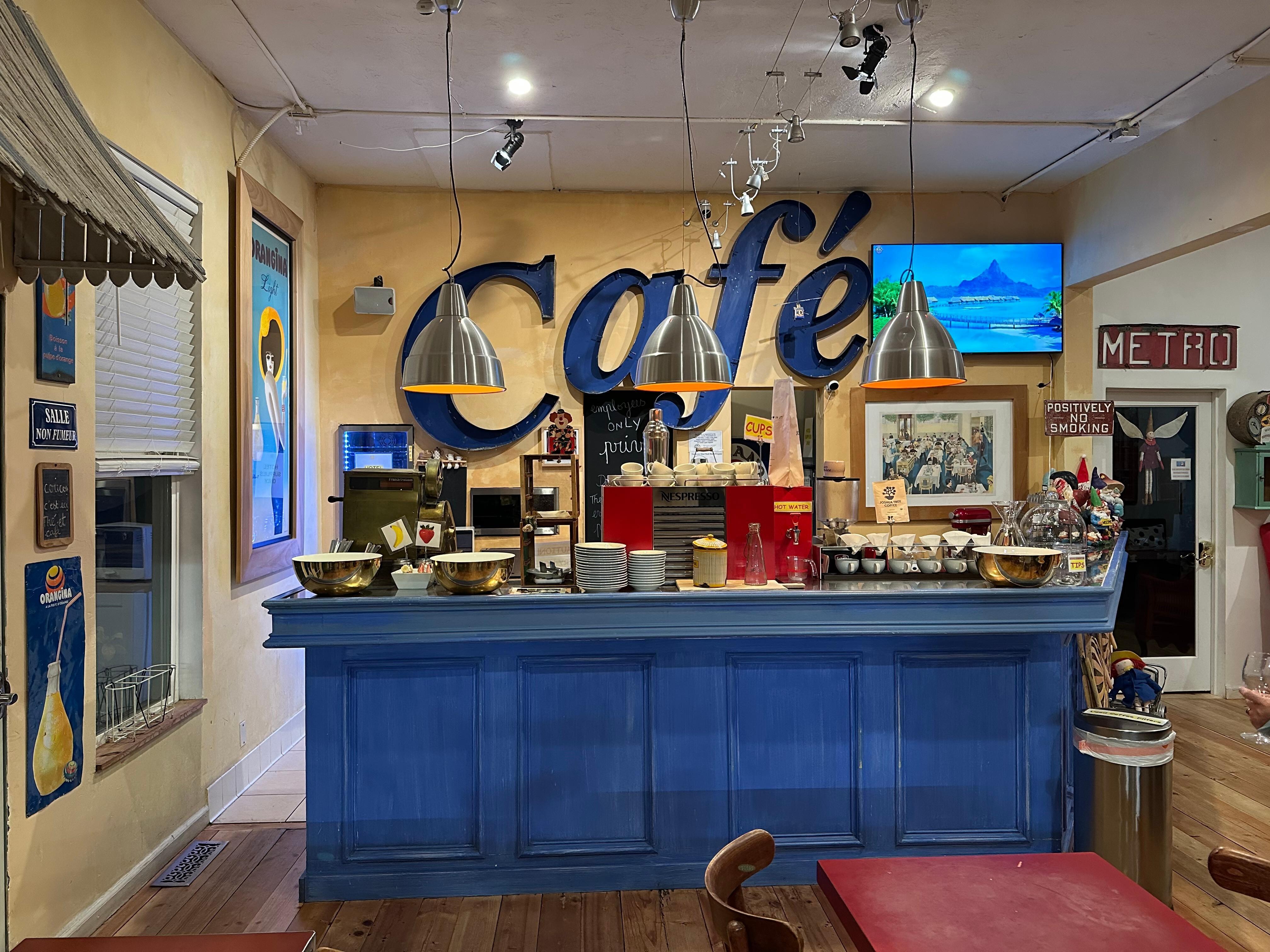 Breakfast is a help-yourself affair, with fresh fruit, muffins, very good coffee, and freshly made crepes