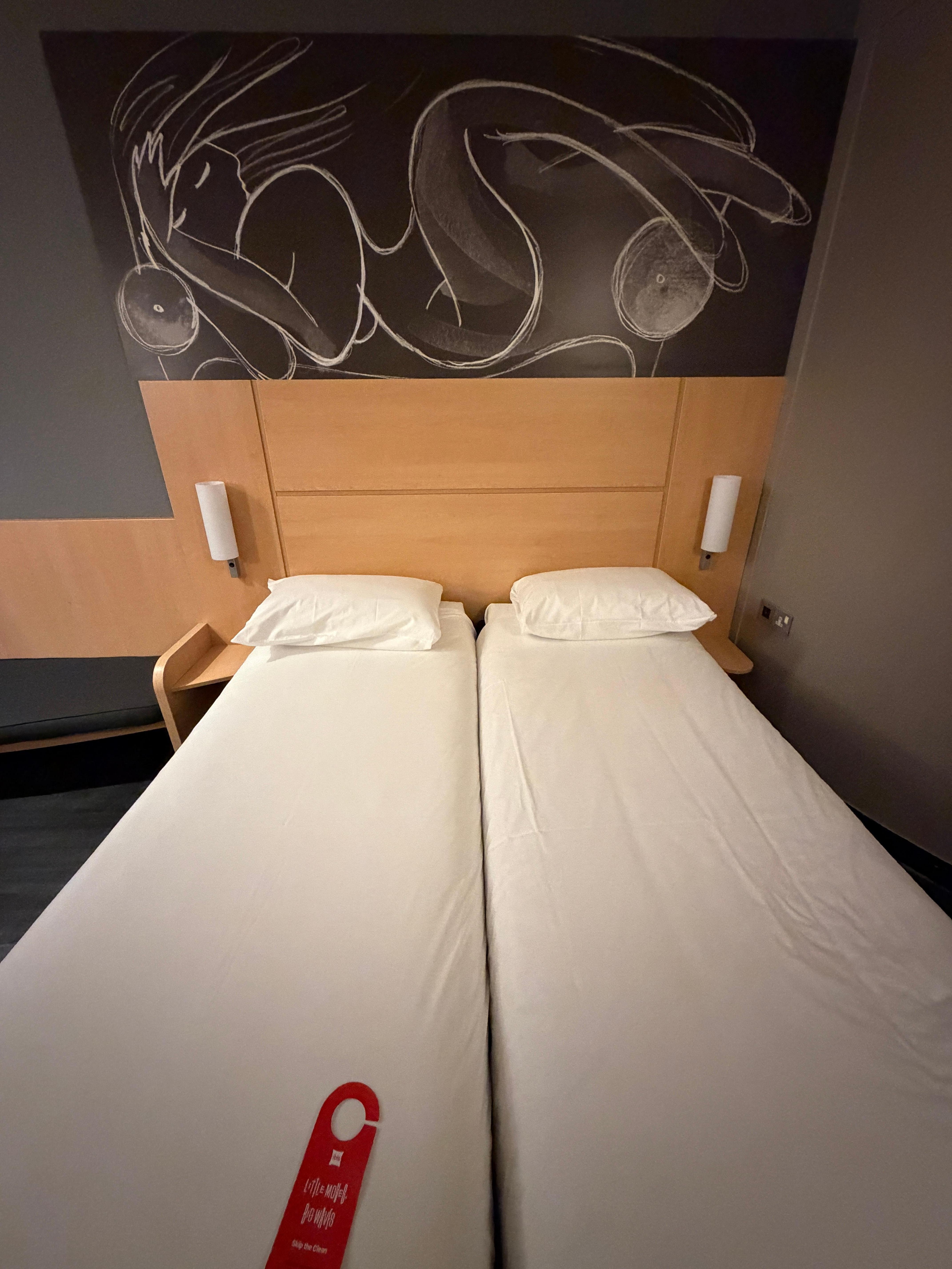 The single beds that are unmovable so effective a queen bed. 