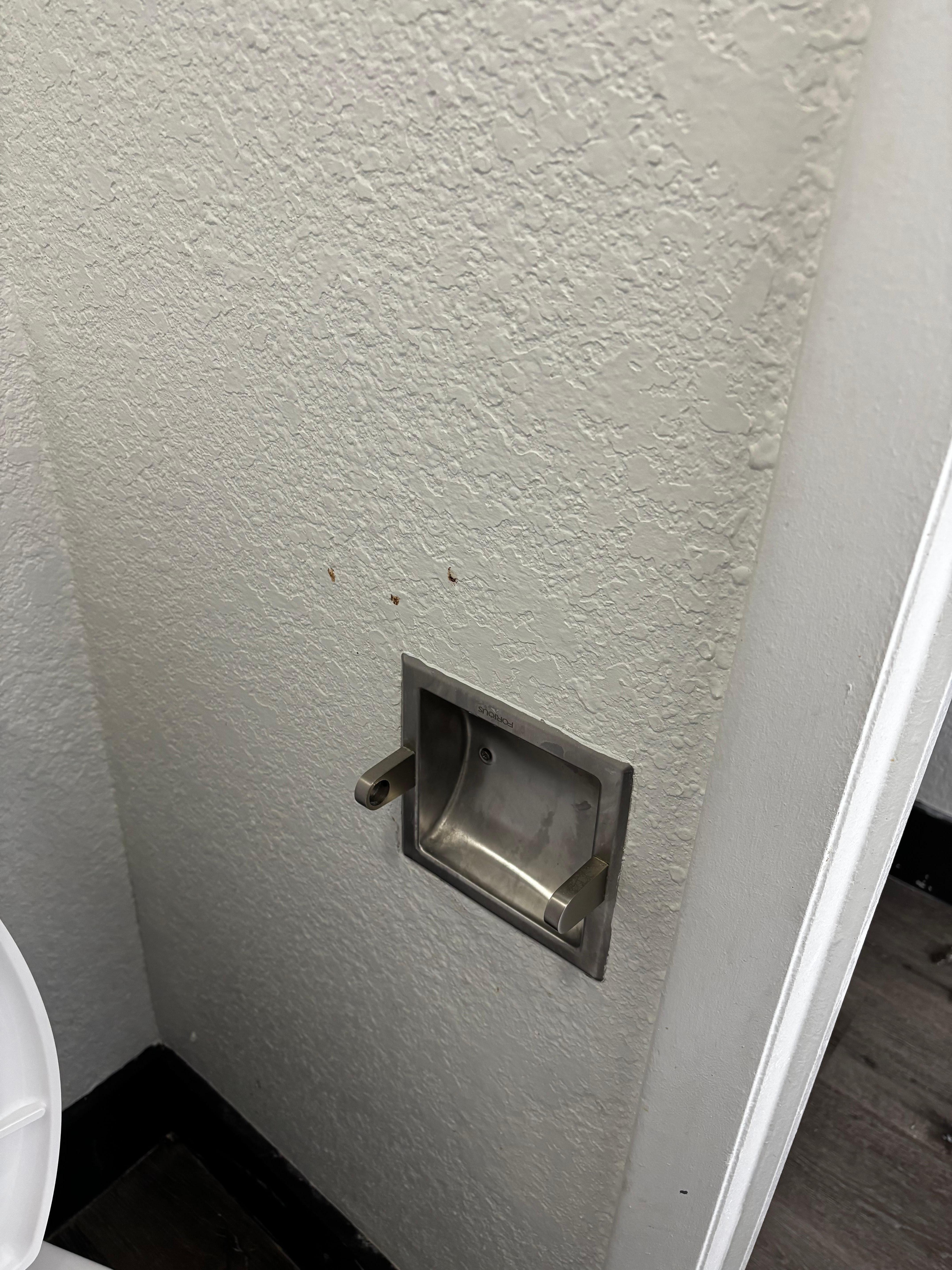 Poop stains in the walls, we decided to clean it.