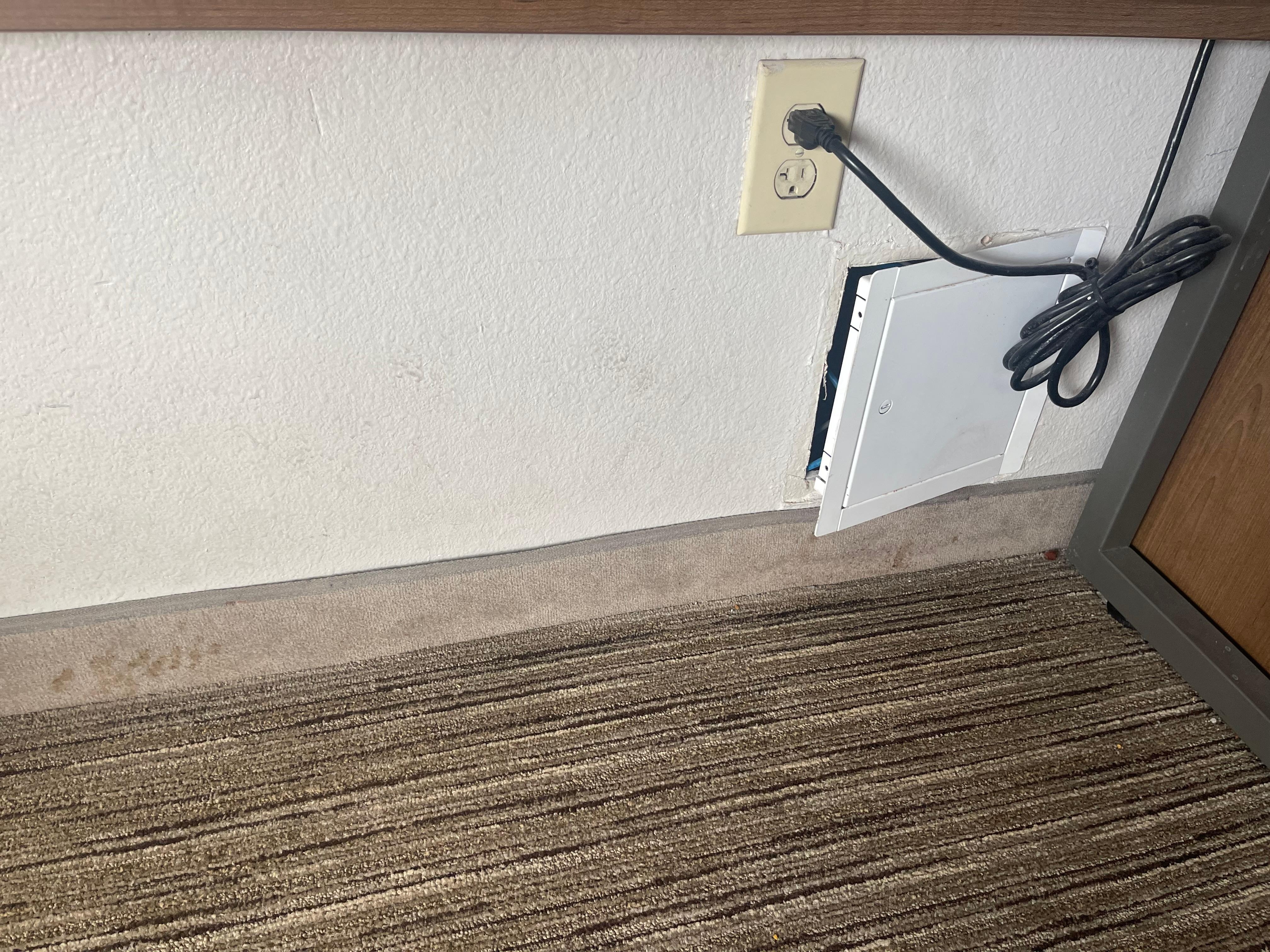 Very dirty carpet floors and walls